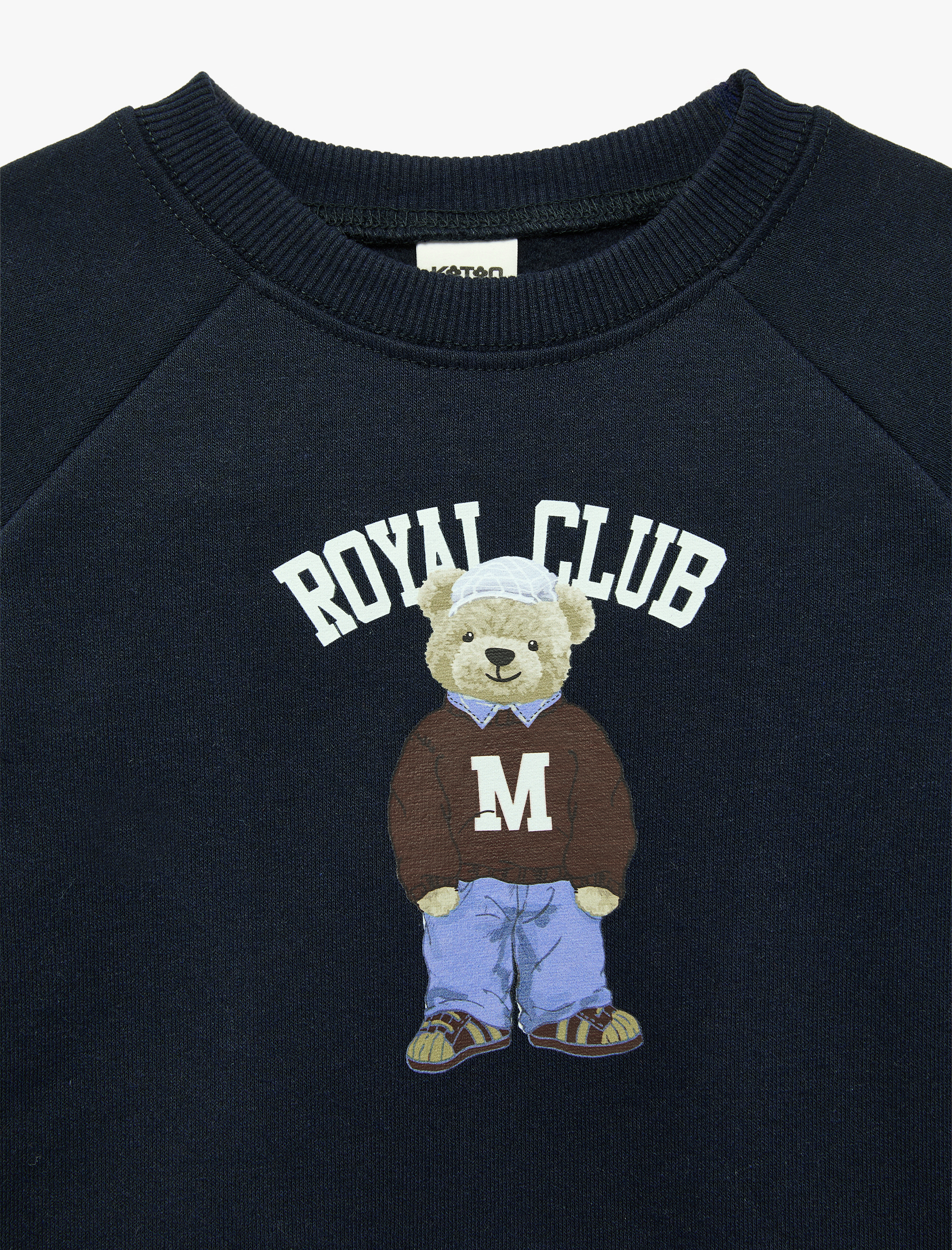  Erkek Bebek Uzun Kollu Bisiklet Yaka Şardonlu Ayıcık Baskılı Sweatshirt