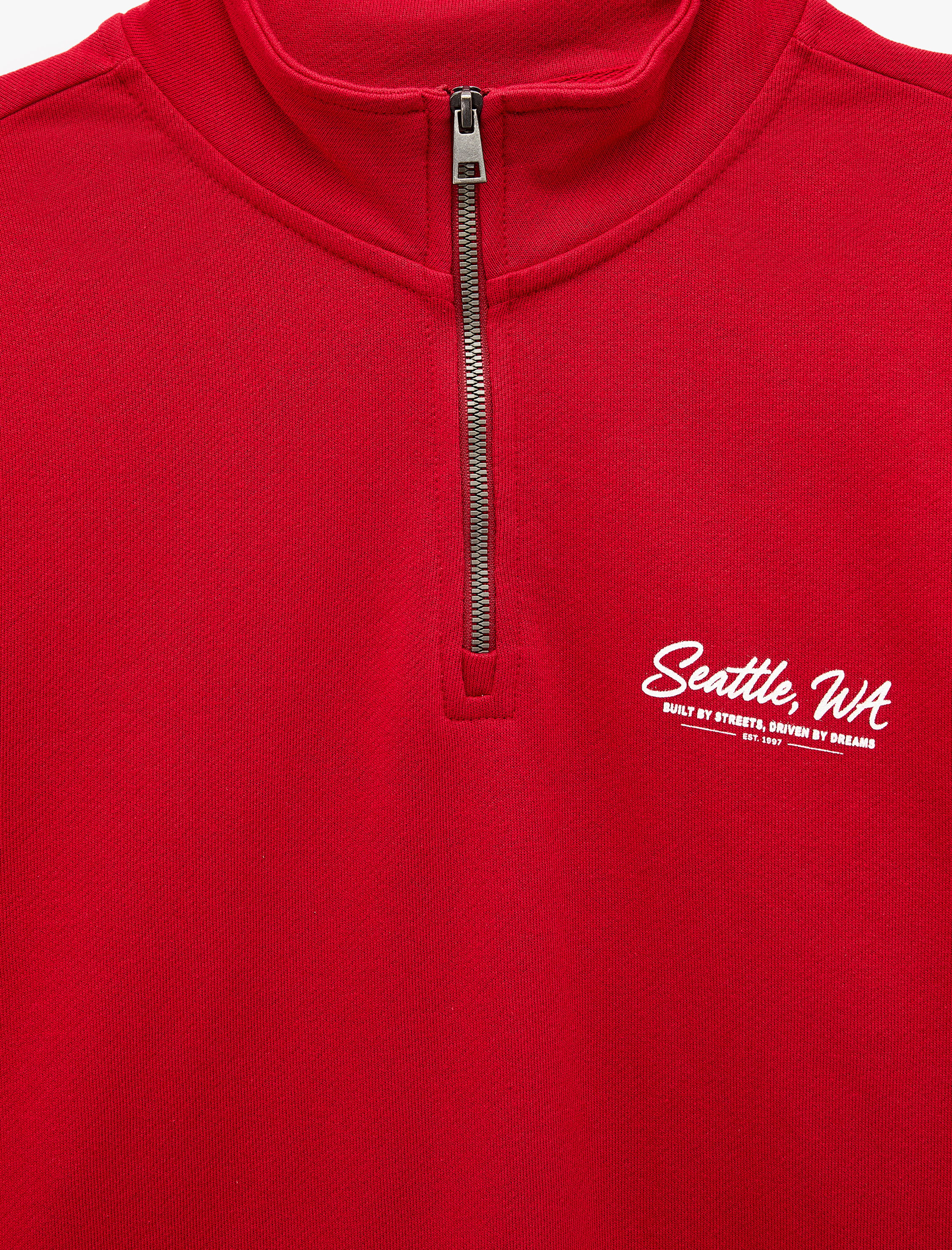   Pamuklu Uzun Kollu Baskılı Yarım Fermuarlı Sweatshirt