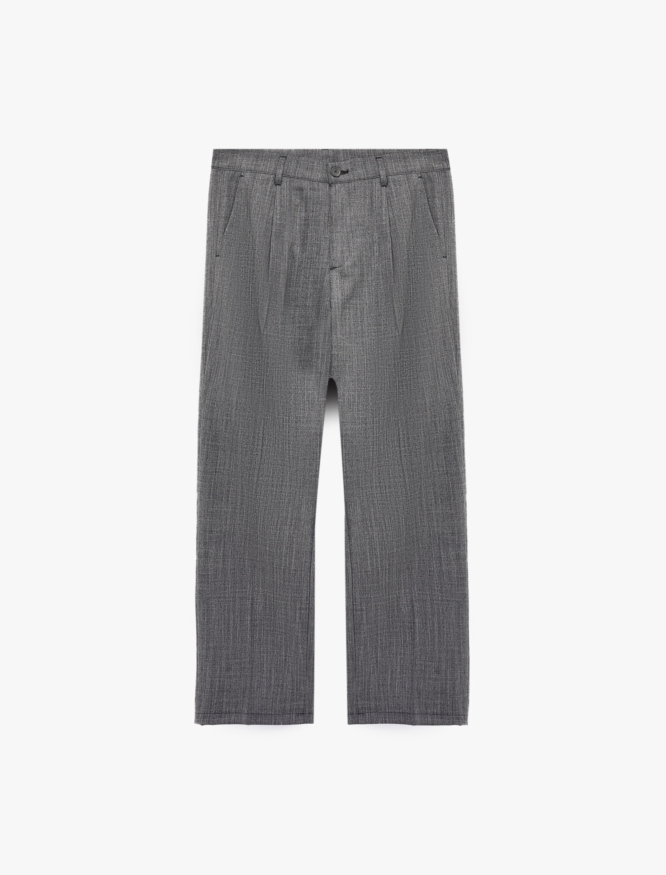   Viskon Karışımlı Cepli Pileli Slim Fit Kumaş Pantolon