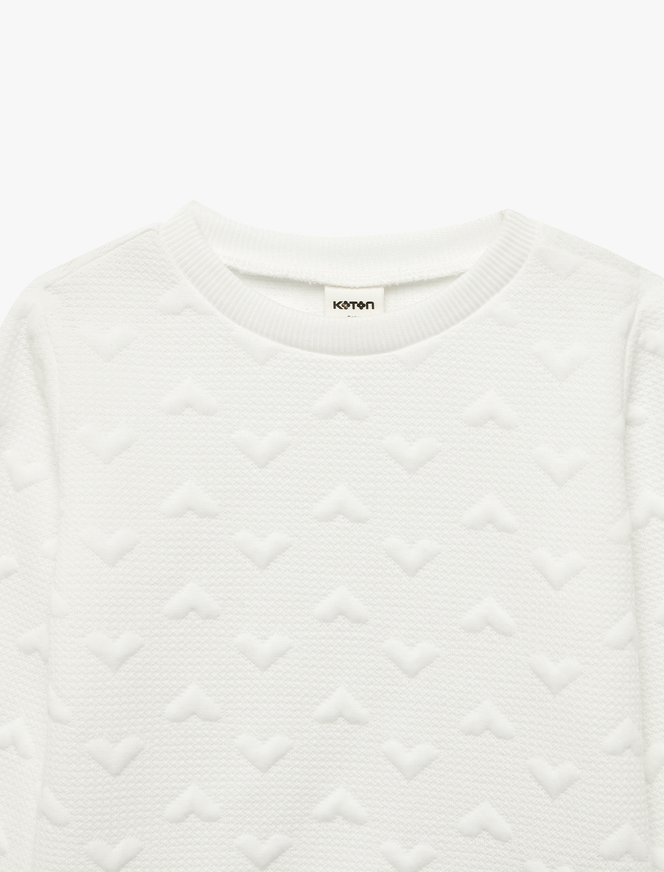  Kız Bebek Kalp Desenli Uzun Kollu Bisiklet Yaka Sweatshirt