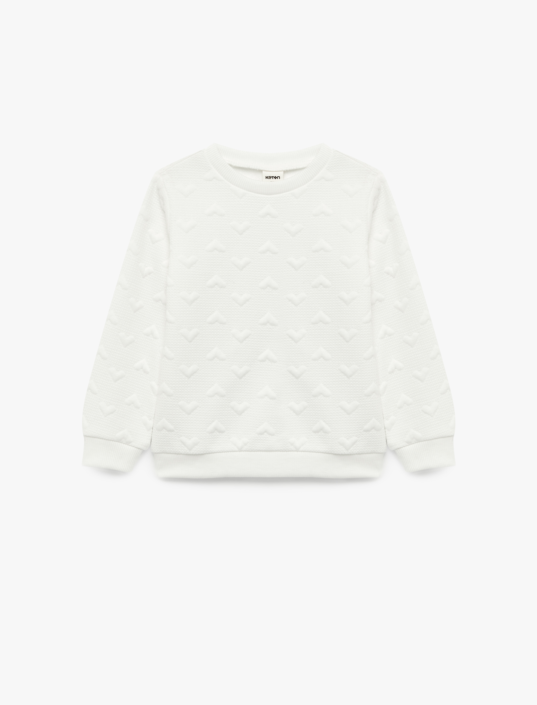 Kız Bebek Kalp Desenli Uzun Kollu Bisiklet Yaka Sweatshirt