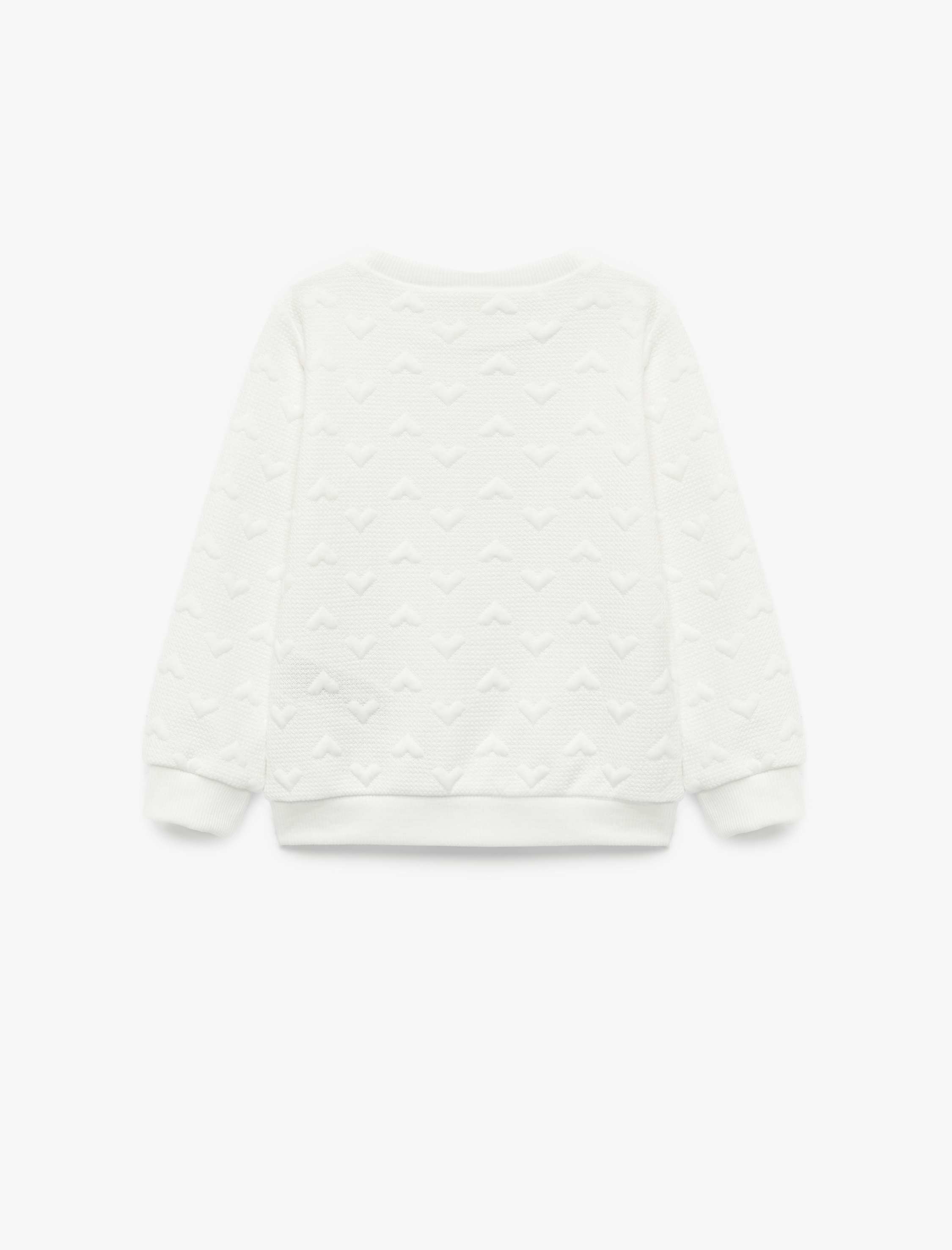  Kız Bebek Kalp Desenli Uzun Kollu Bisiklet Yaka Sweatshirt