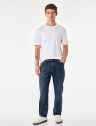 Normal Bel Cepli Pamuklu Tapered Fit Jean Pantolon - Joe Jean