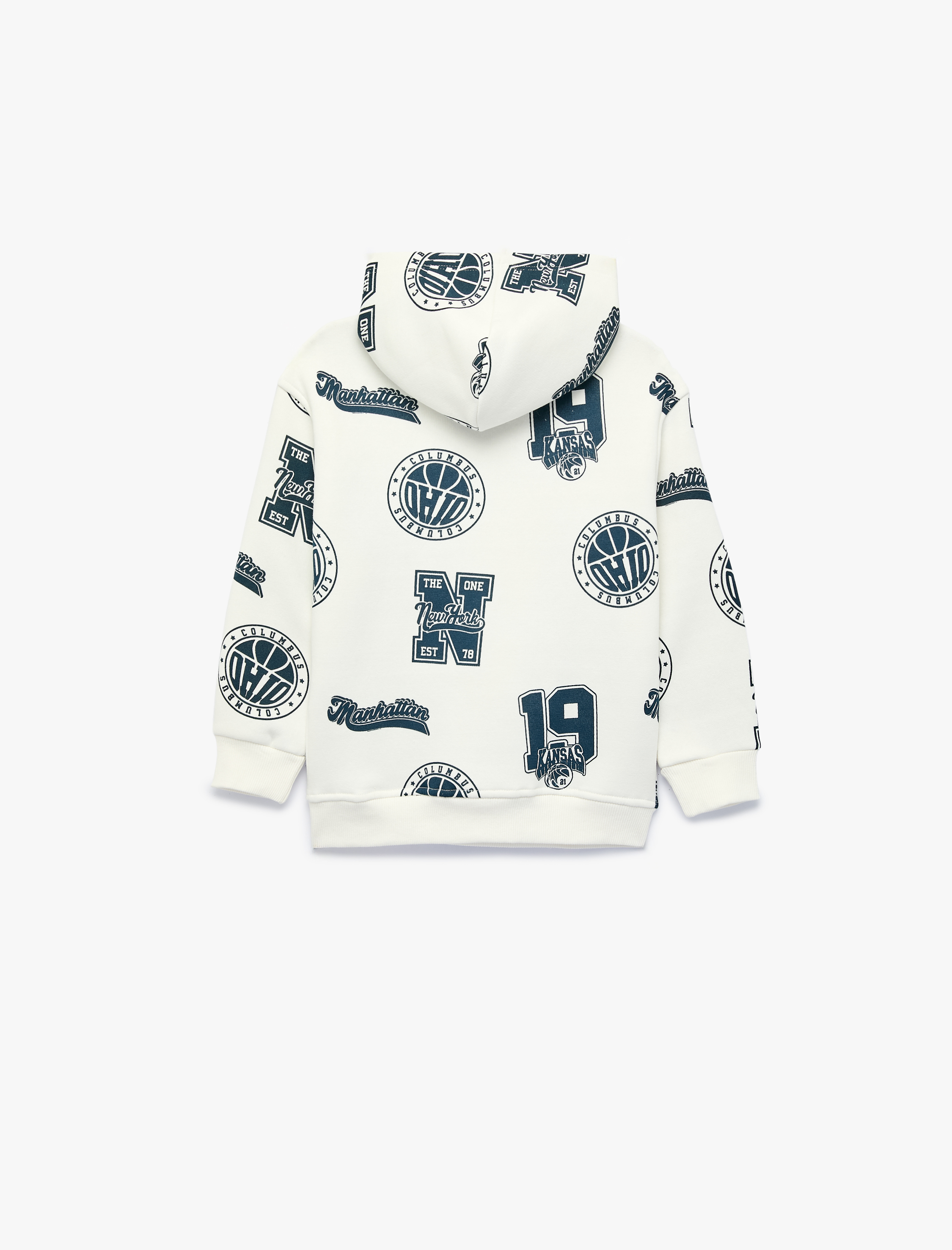  Erkek Çocuk Pamuklu Baskı Detaylı Şardonlu Uzun Kollu Kapşonlu Oversize Sweatshirt