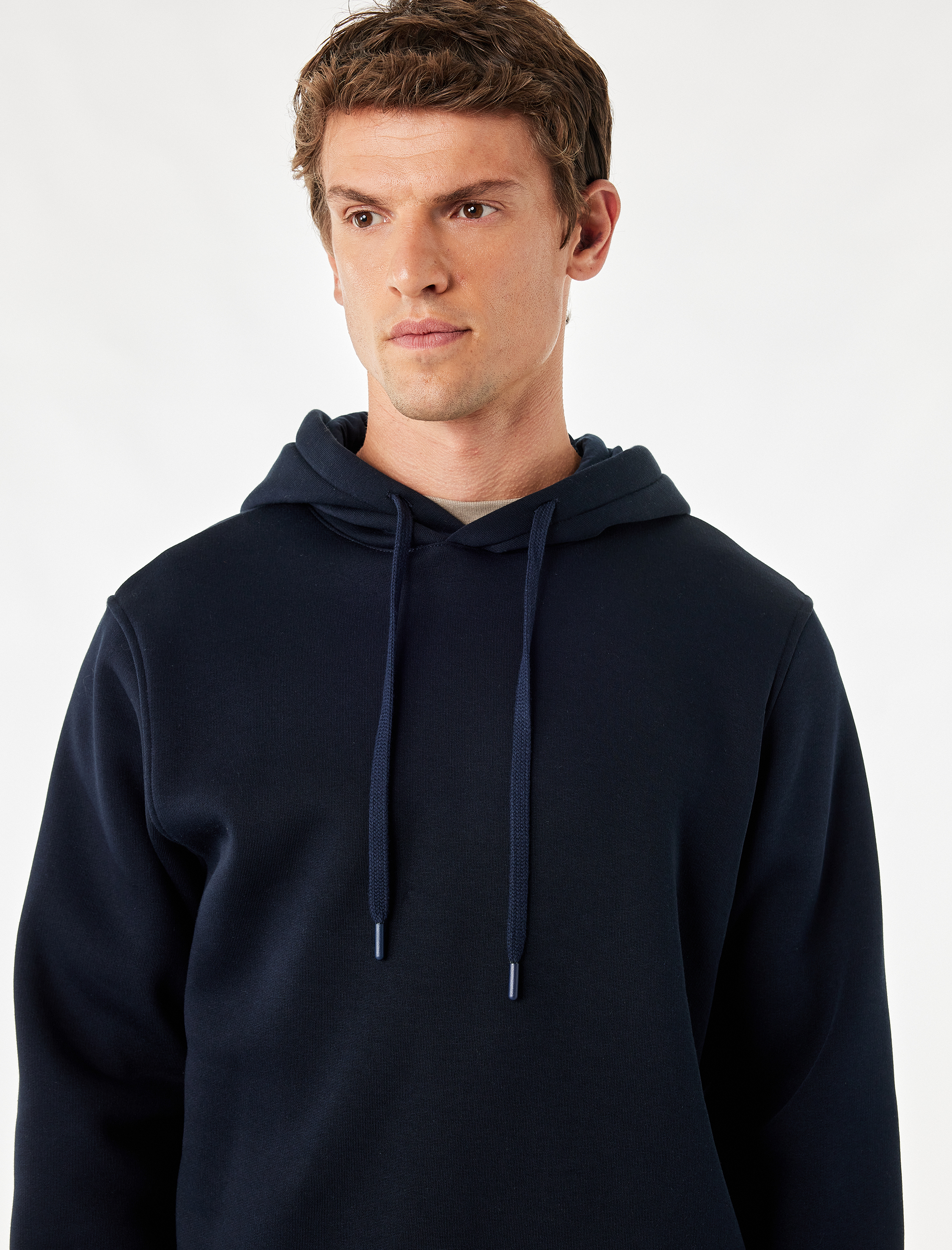  Şardonlu Uzun Kollu Basic Kapşonlu Sweatshirt