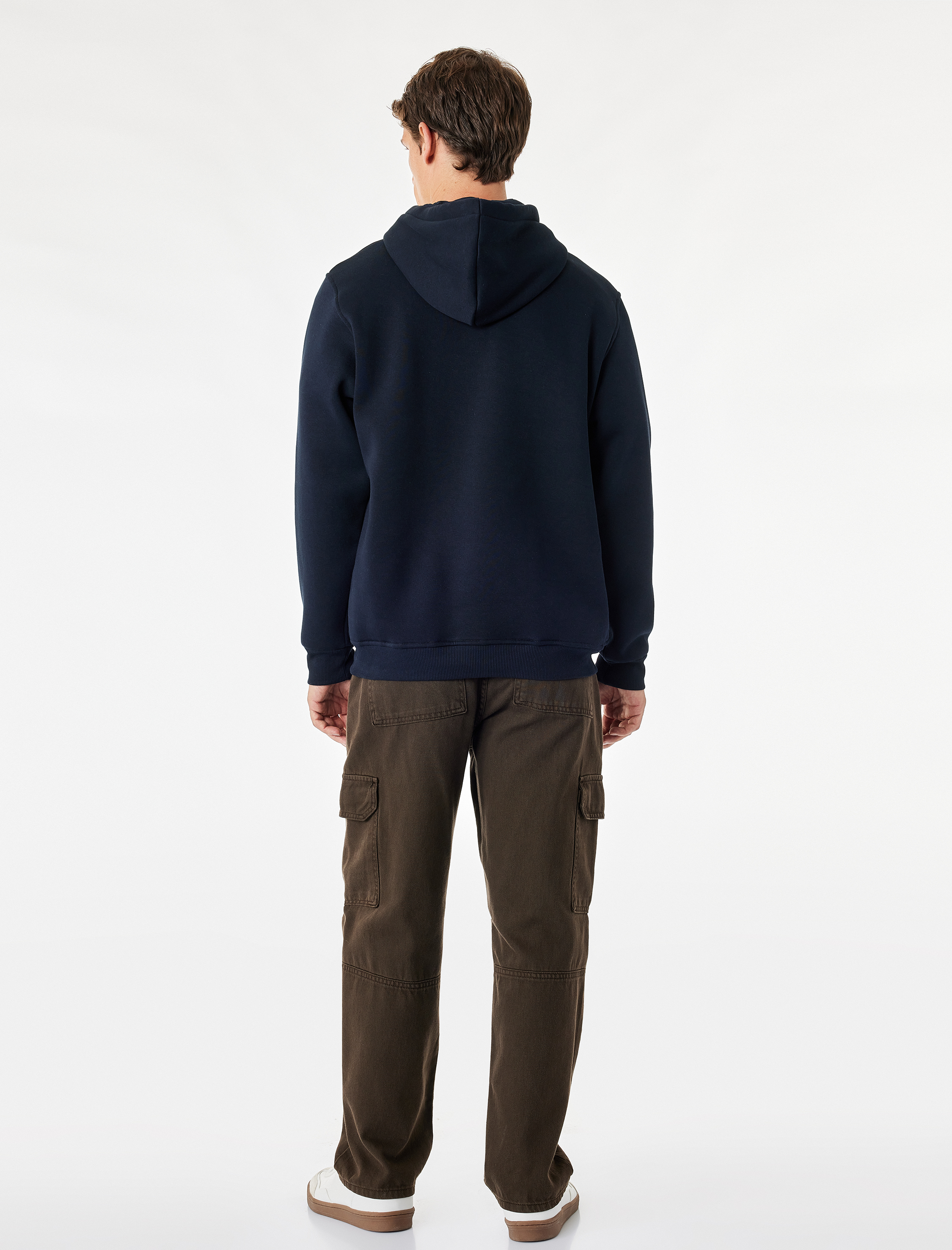   Şardonlu Uzun Kollu Basic Kapşonlu Sweatshirt