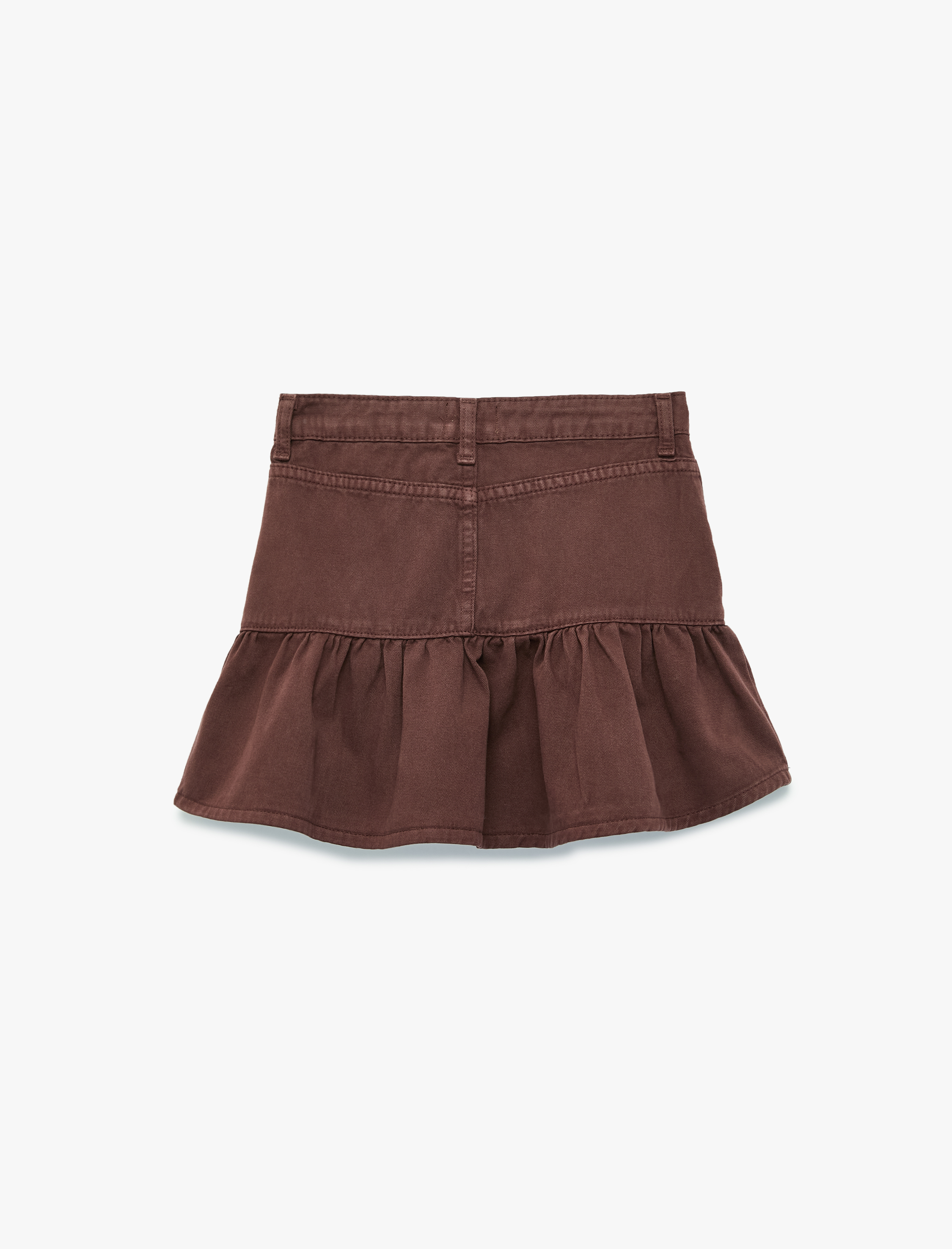  Kız Çocuk Pamuklu A Kesim Fırfır Detaylı Gabardin Mini Etek