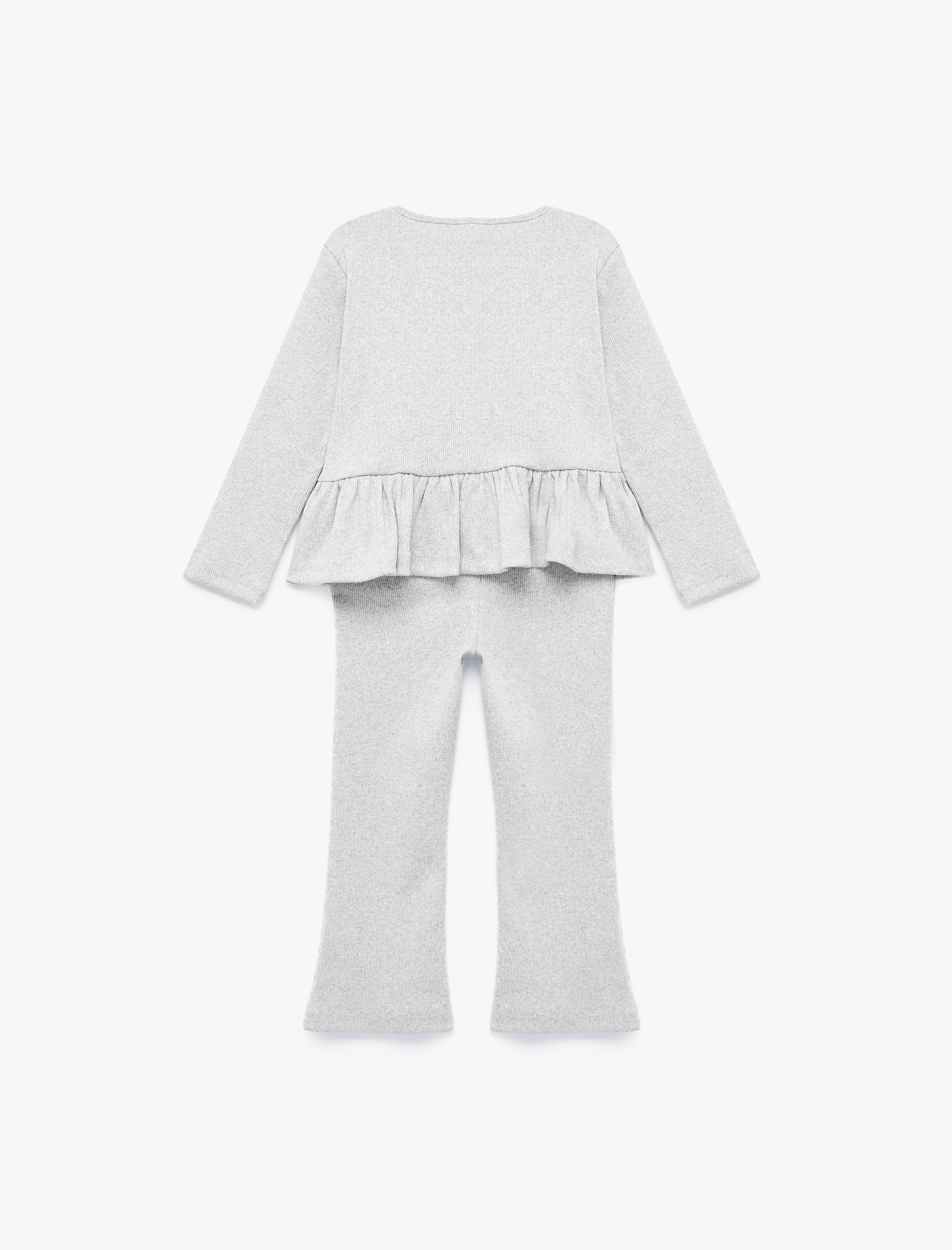  Kız Bebek Fırfırlı Nakış Detaylı Uzun Kollu Bisiklet Yaka 2'li Set
