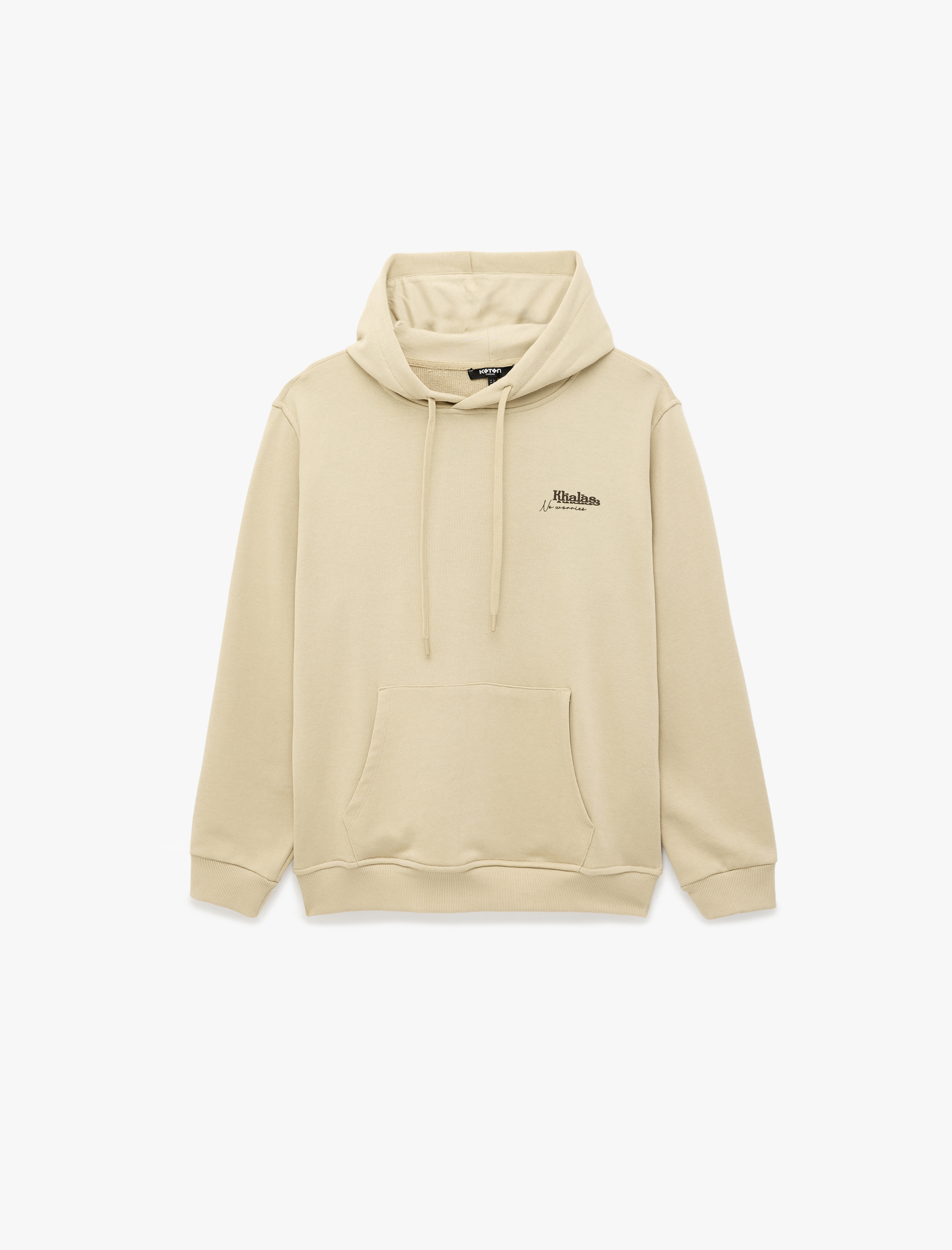   Üç İplik Uzun Kollu Baskılı Kapşonlu Sweatshirt