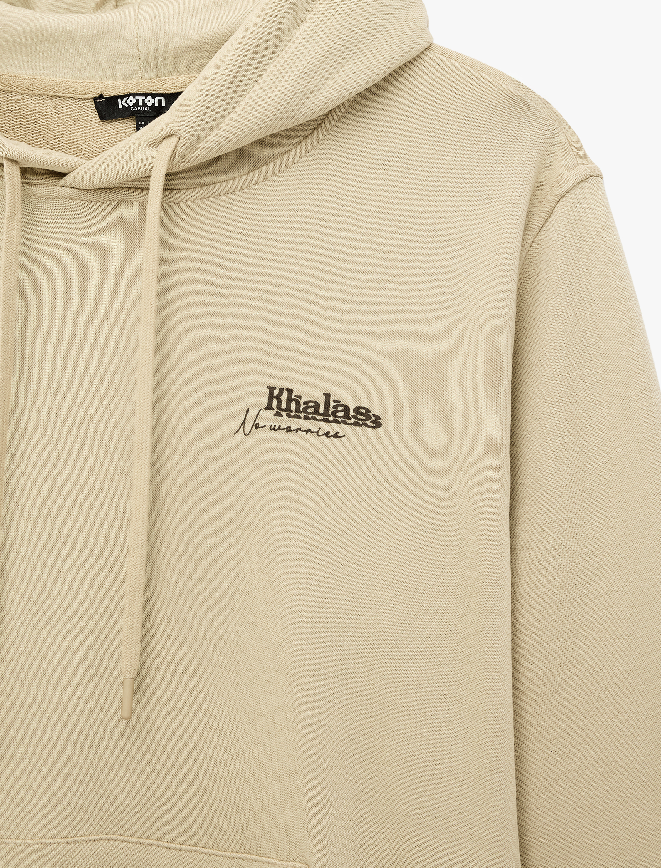   Üç İplik Uzun Kollu Baskılı Kapşonlu Sweatshirt