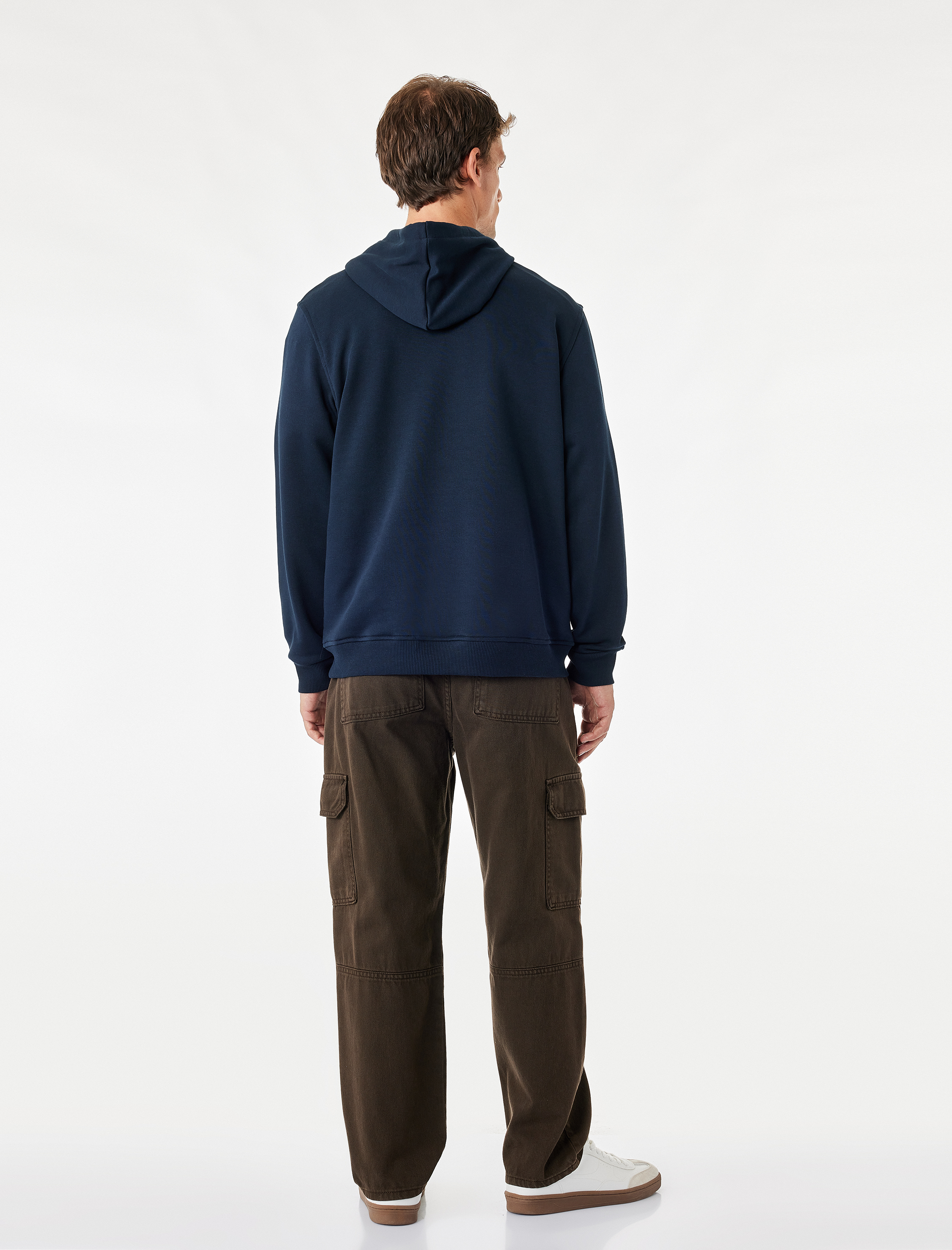   Üç İplik Uzun Kollu Baskılı Kapşonlu Sweatshirt