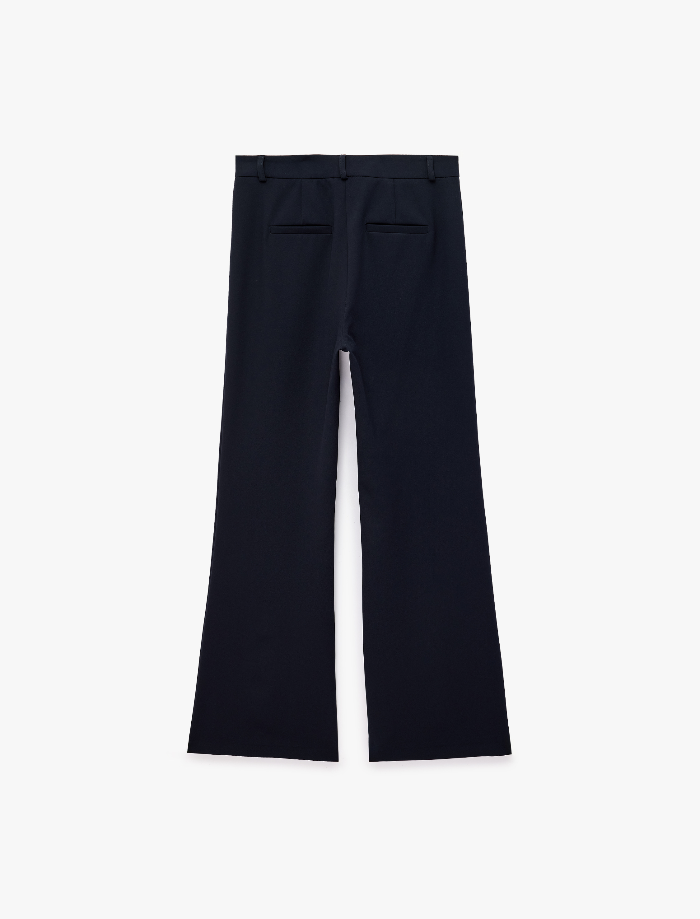   Yüksek Bel Metal Düğme Aksesuarlı Cepli Regular Fit Geniş Paça Pantolon
