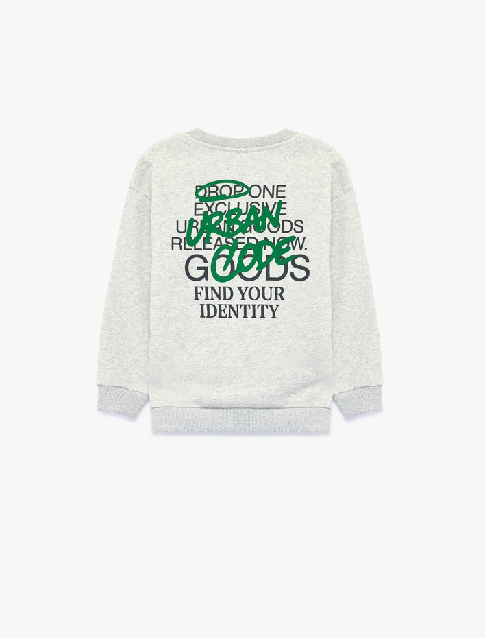 Erkek Çocuk Şardonlu Bisiklet Yaka Uzun Kollu Baskılı Sweatshirt