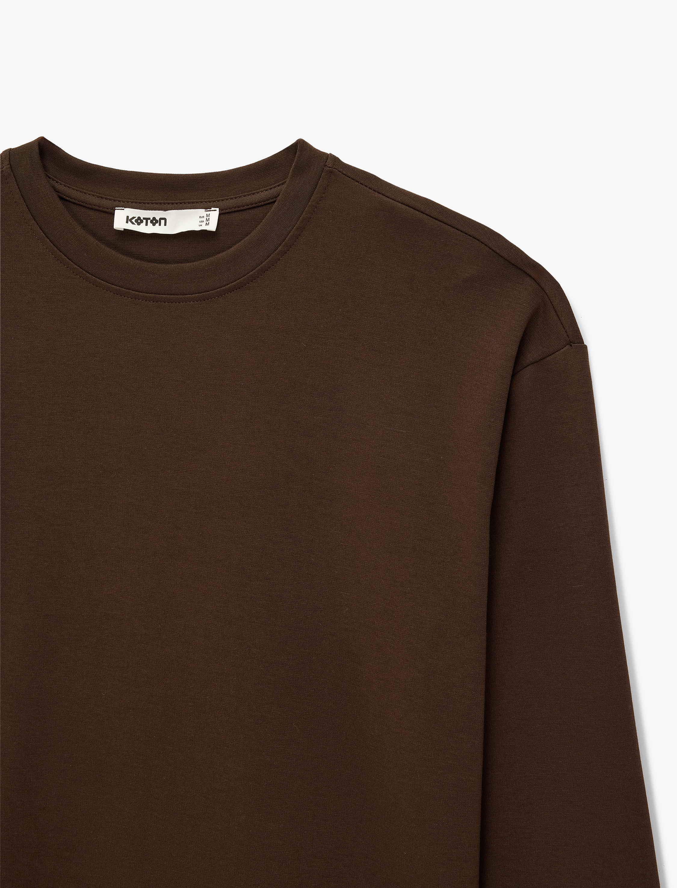   Pamuklu Uzun Kollu Bisiklet Yaka Basic Oversize Tişört