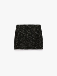 Fermuar Detaylı Normal Bel Slim Fit Tüvit Mini Etek
