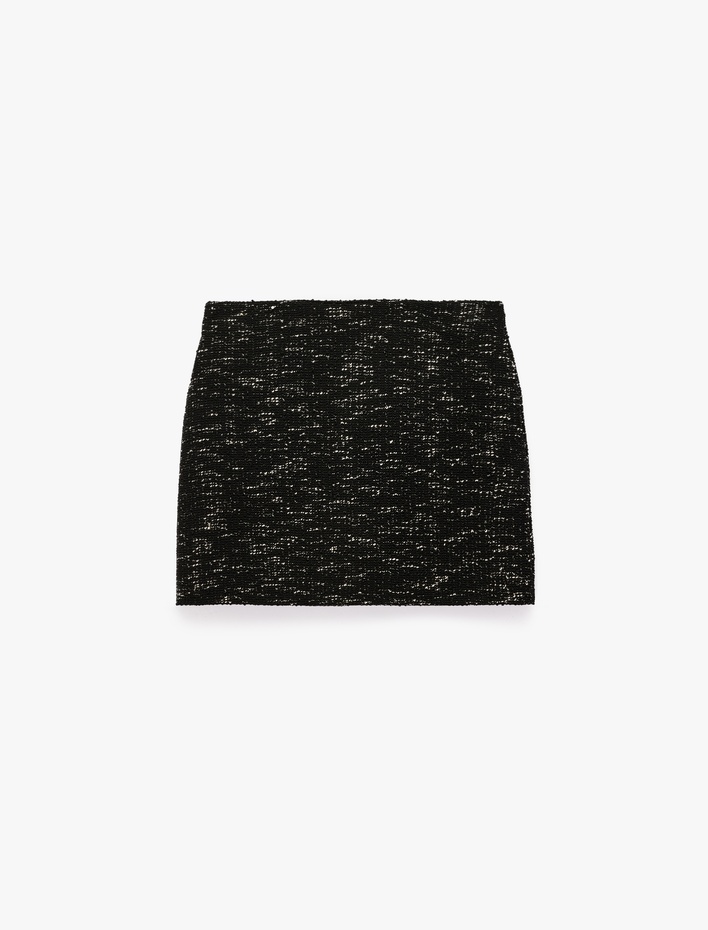  Fermuar Detaylı Normal Bel Slim Fit Tüvit Mini Etek