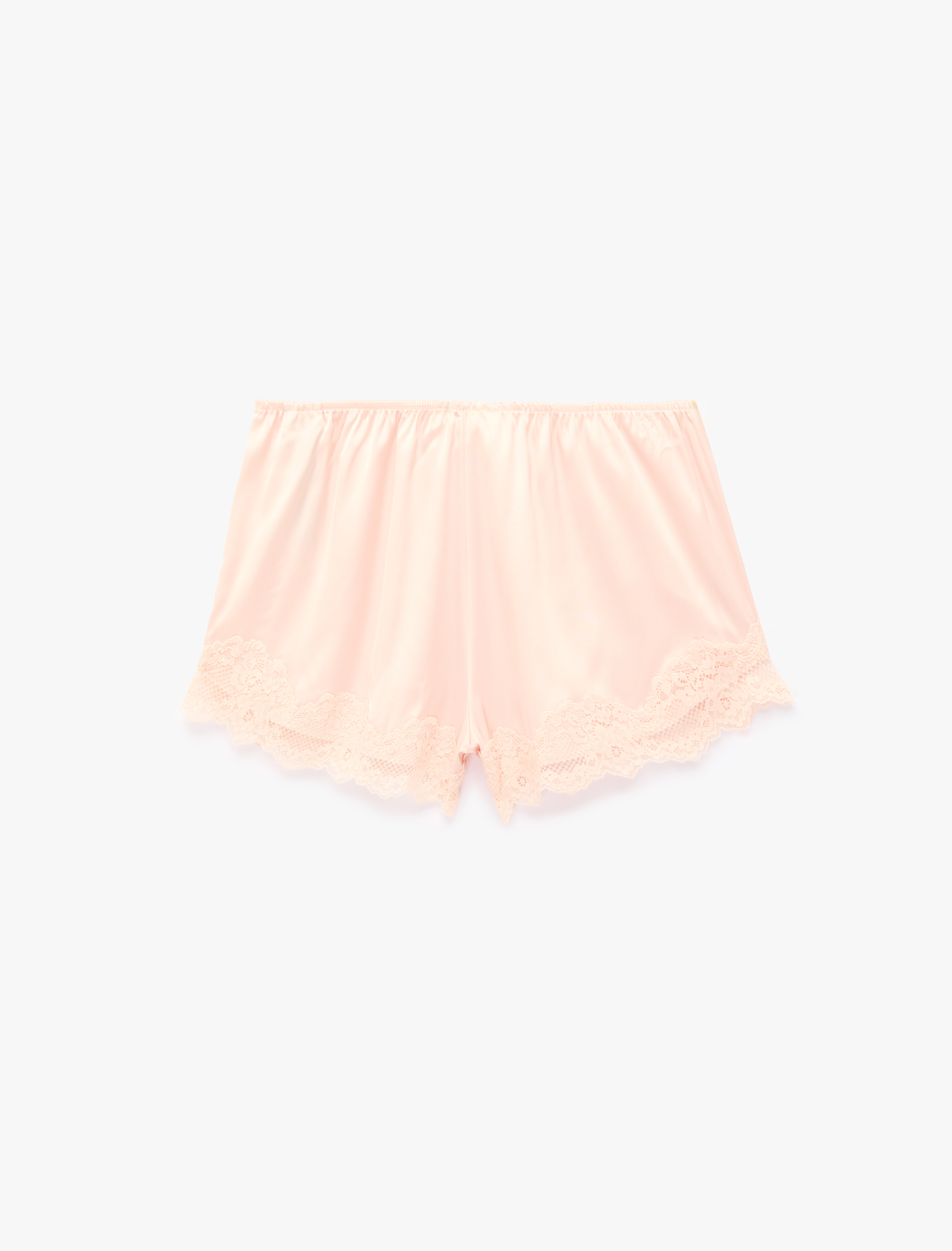   Beli Lastikli Rahat Kalıp Dantelli Saten Şort Pijama Altı