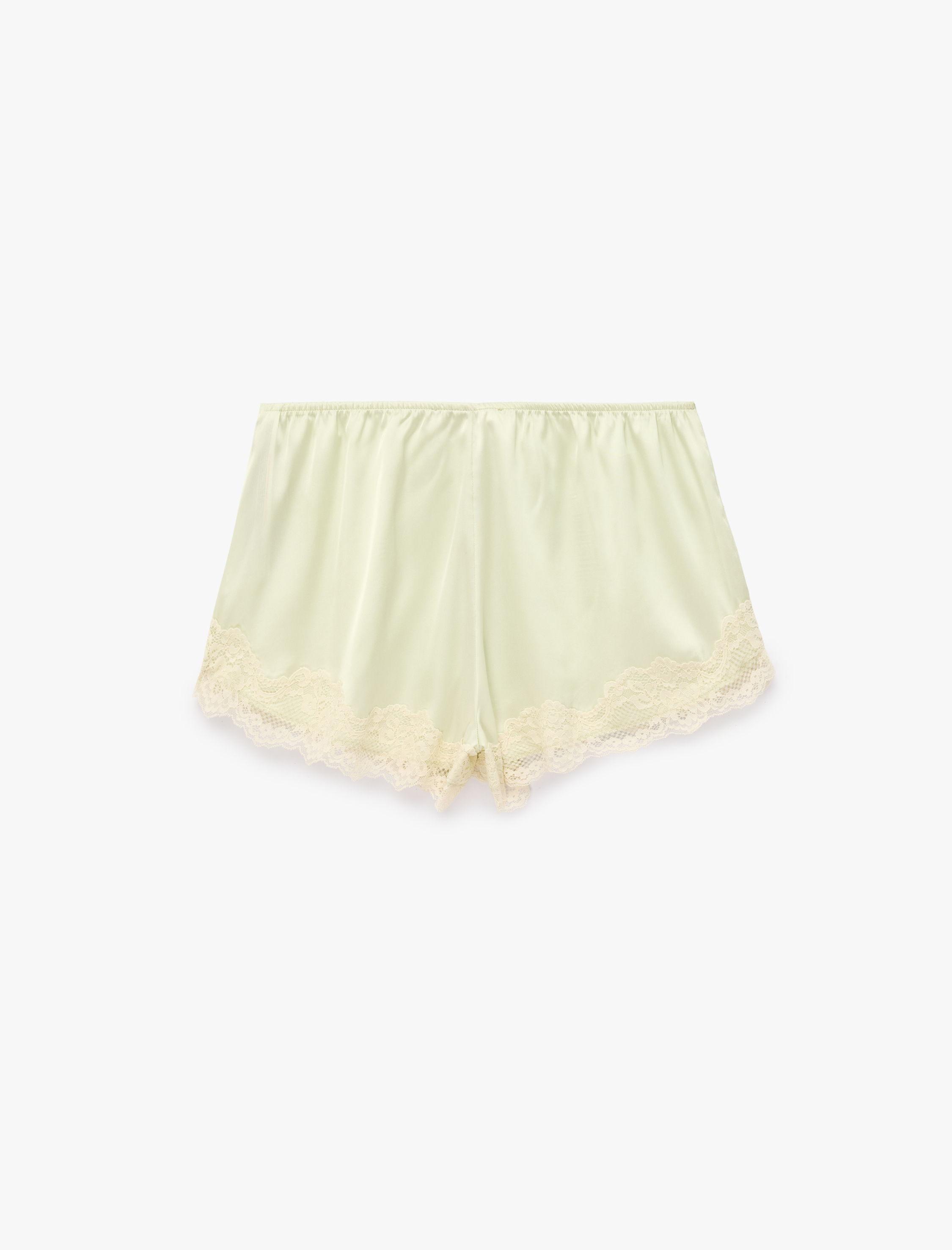   Beli Lastikli Rahat Kalıp Dantelli Saten Şort Pijama Altı