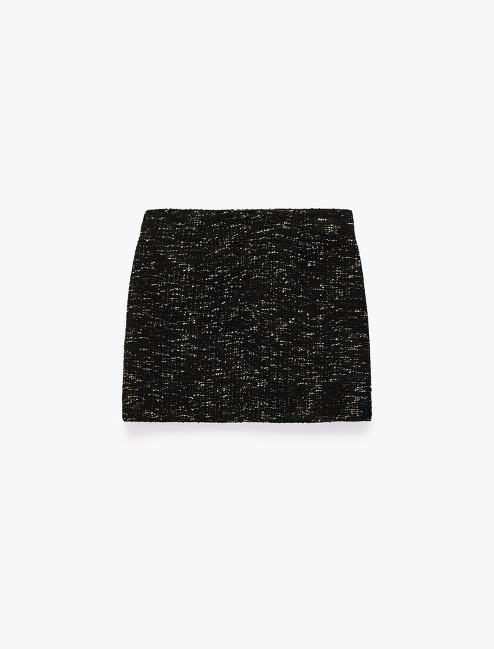  Fermuar Detaylı Normal Bel Slim Fit Tüvit Mini Etek