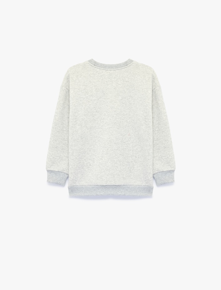 Erkek Çocuk Şardonlu Uzun Kollu Bisiklet Yaka Baskılı Sweatshirt