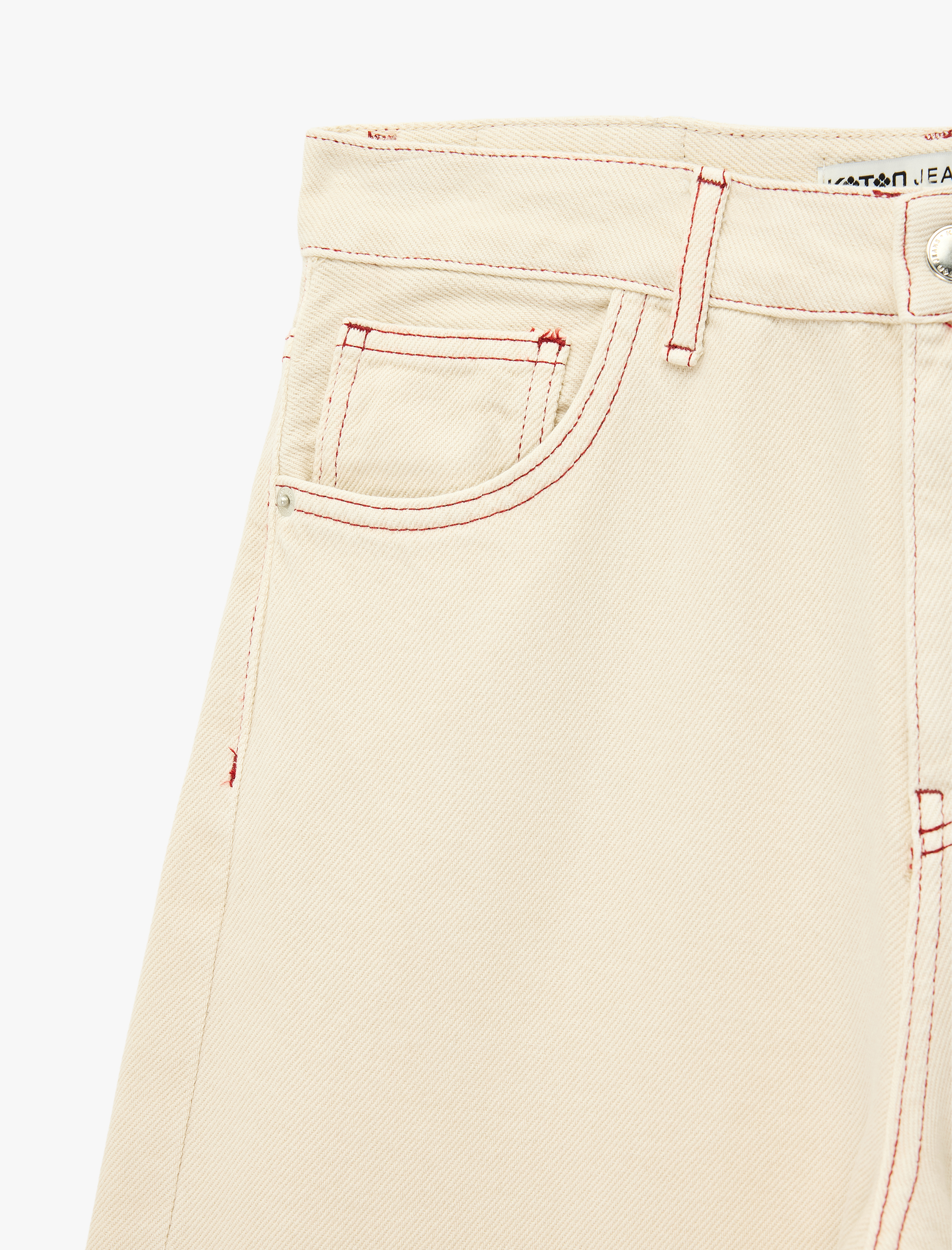   Dikiş Detaylı Regular Fit Pamuklu Normal Bel Düz Paça Barrel Denim Pantolon - Barrel Jeans