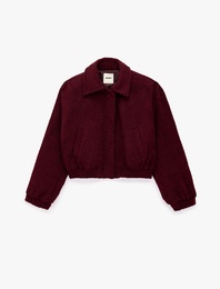 Regular Fit Uzun Kollu Klasik Yaka Cepli Tüvit Bomber Ceket