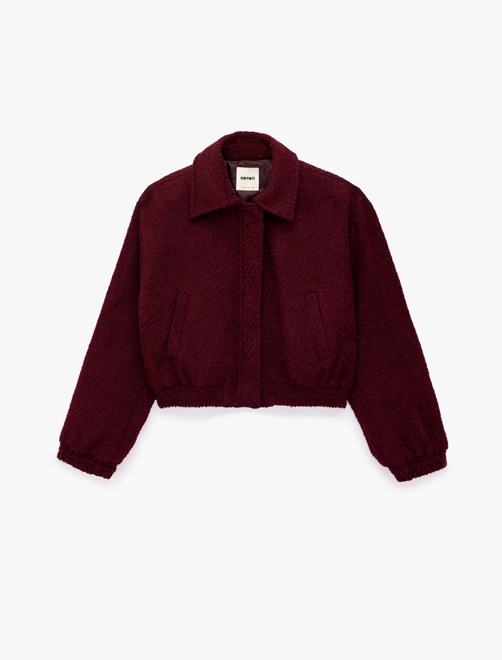  Regular Fit Uzun Kollu Klasik Yaka Cepli Tüvit Bomber Ceket