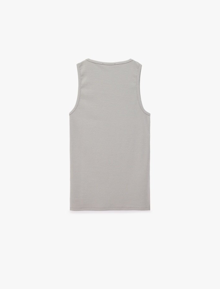  Slim Fit Pamuklu Kolsuz Bisiklet Yaka Basic Atlet