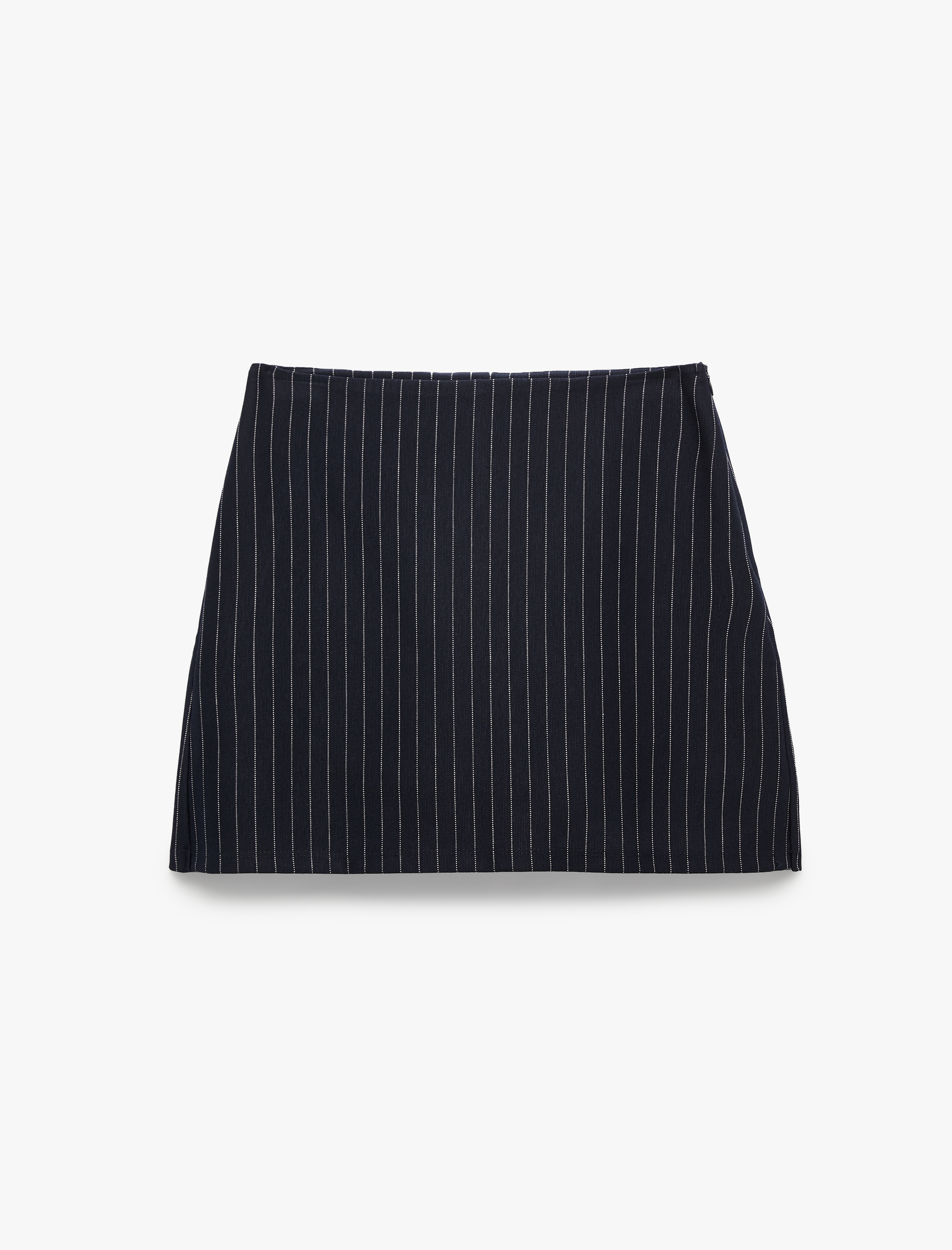   Slim Fit Fermuar Detaylı Çizgili Mini Şort Etek