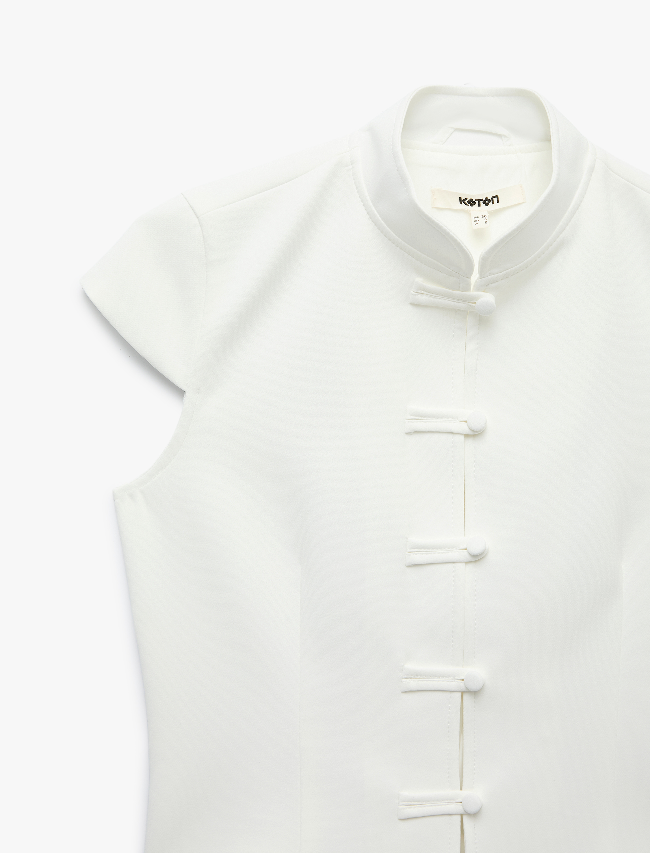   Slim Fit Kap Kol Süslü Düğmeli Dik Mandarin Yaka Gömlek Napolyon Kapama Detaylı