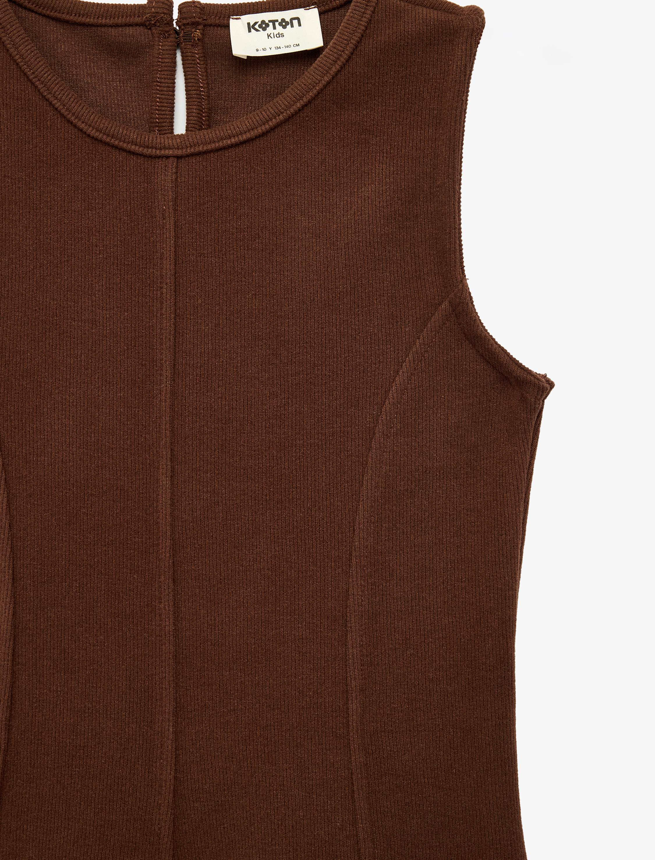  Kız Çocuk Pamuklu Slim Fit A Kesim Bisiklet Yaka Kolsuz Elbise