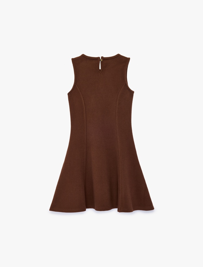 Kız Çocuk Pamuklu Slim Fit A Kesim Bisiklet Yaka Kolsuz Elbise