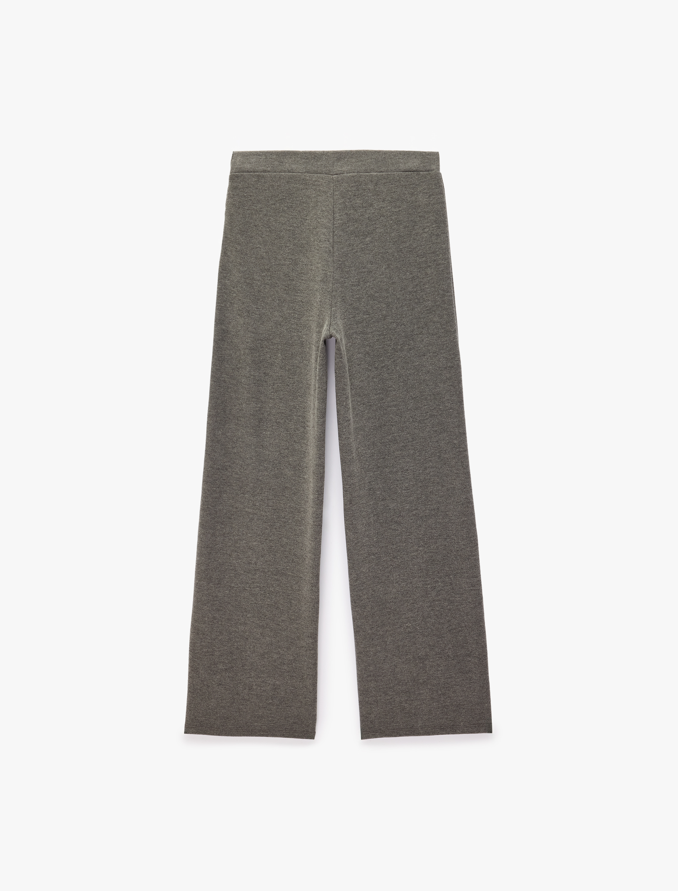   Rahat Kalıp Beli Lastikli Nervürlü Uzun Geniş Paça Pantolon