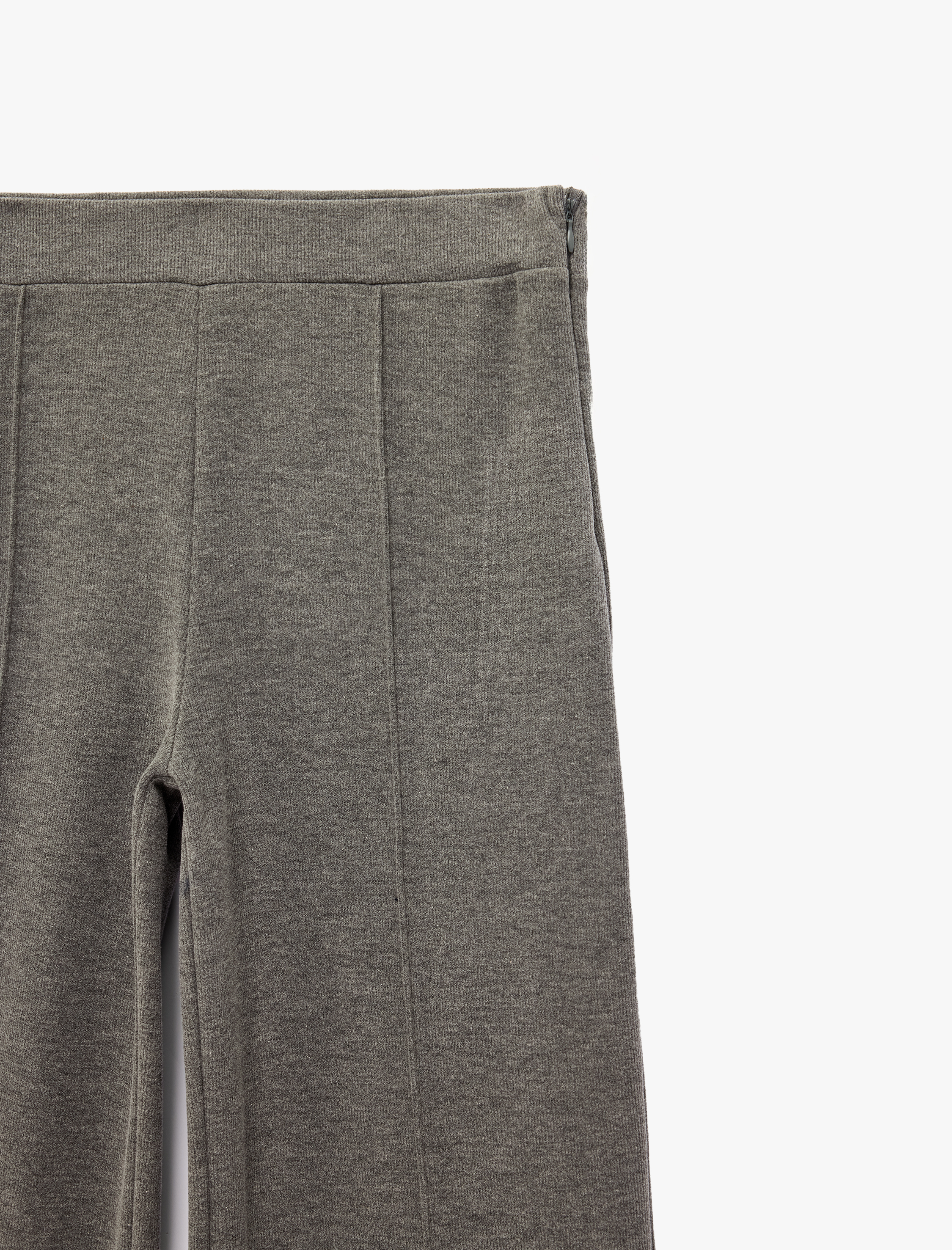   Rahat Kalıp Beli Lastikli Nervürlü Uzun Geniş Paça Pantolon