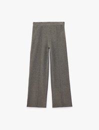 Rahat Kalıp Beli Lastikli Nervürlü Uzun Geniş Paça Pantolon