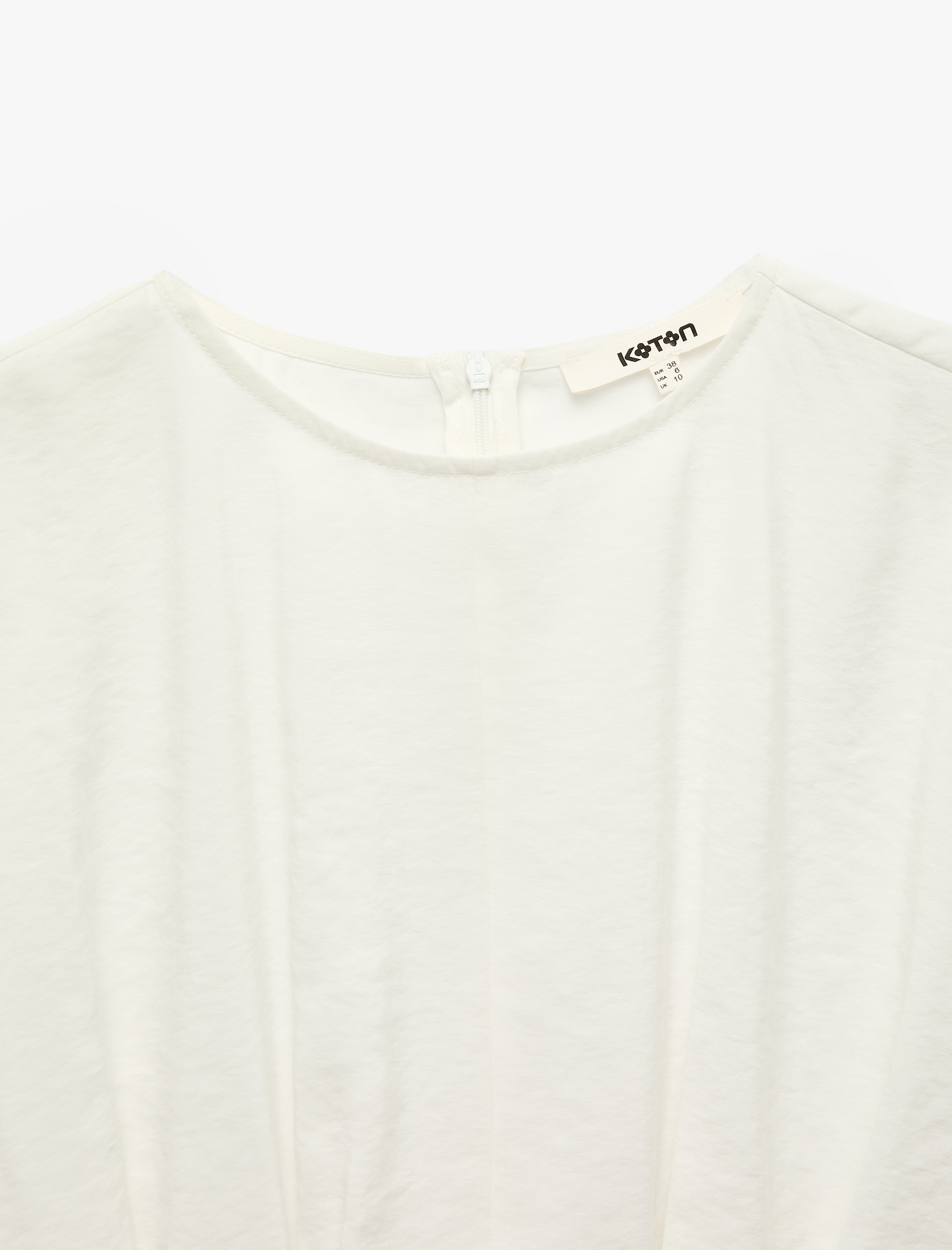   Viskon Modal Kumaş Pileli Slim Fit Bel Vurgulu Bisiklet Yaka Kısa Kollu Bluz