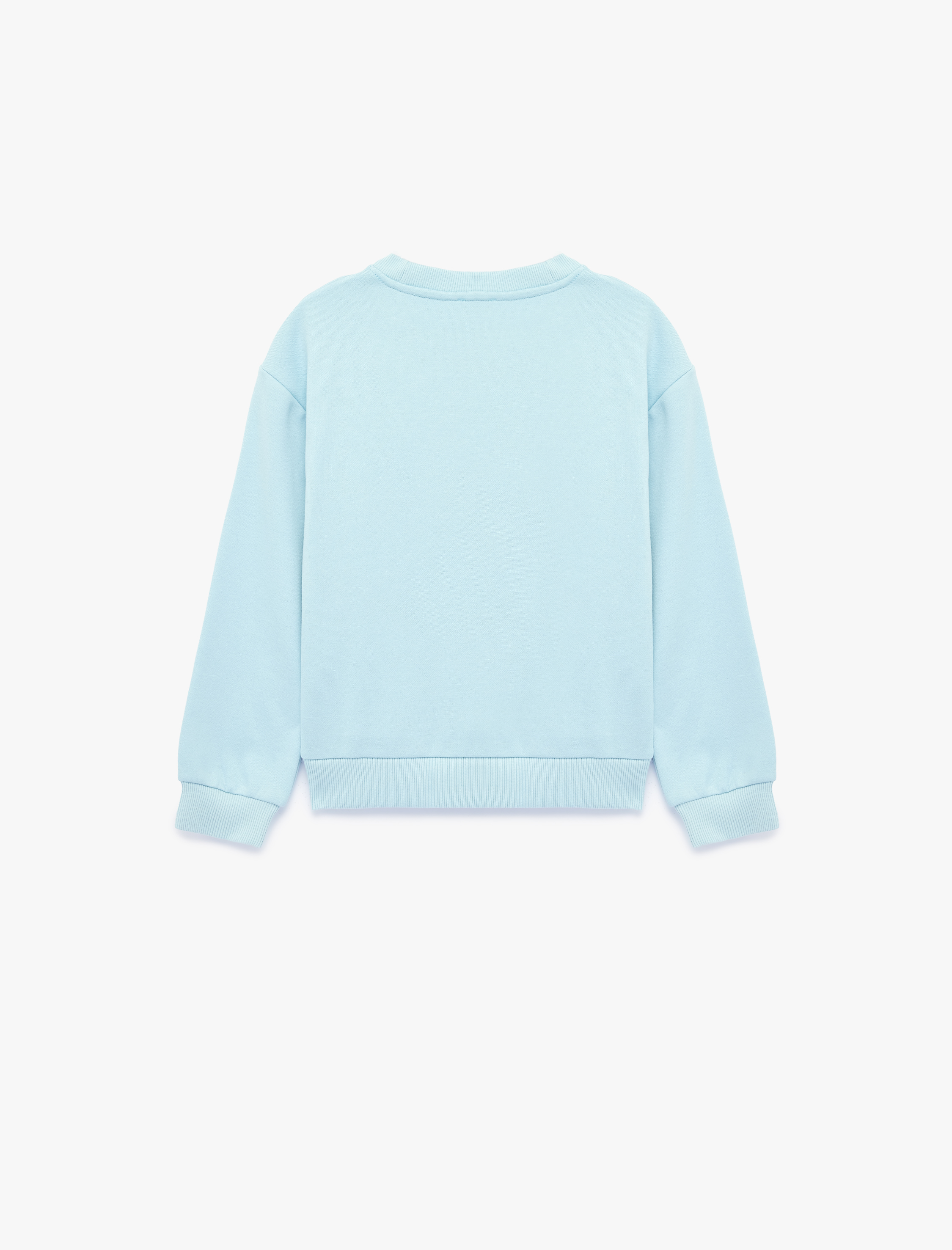  Kız Çocuk Uzun Kollu Bisiklet Yaka Şardonlu Baskılı Sweatshirt