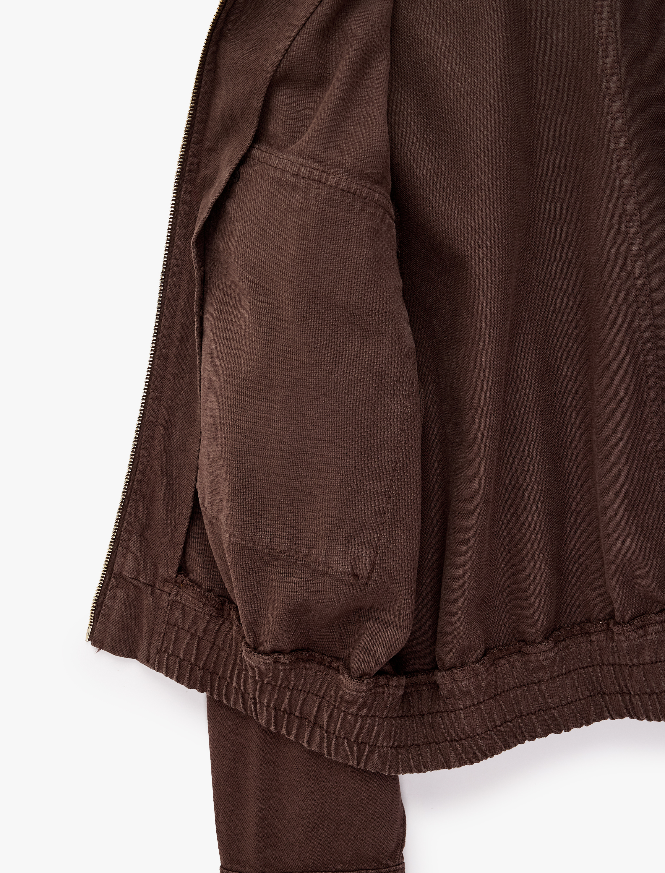  Pamuklu Uzun Kollu Dik Yaka Cepli Fermuarlı Oversize Bomber Ceket