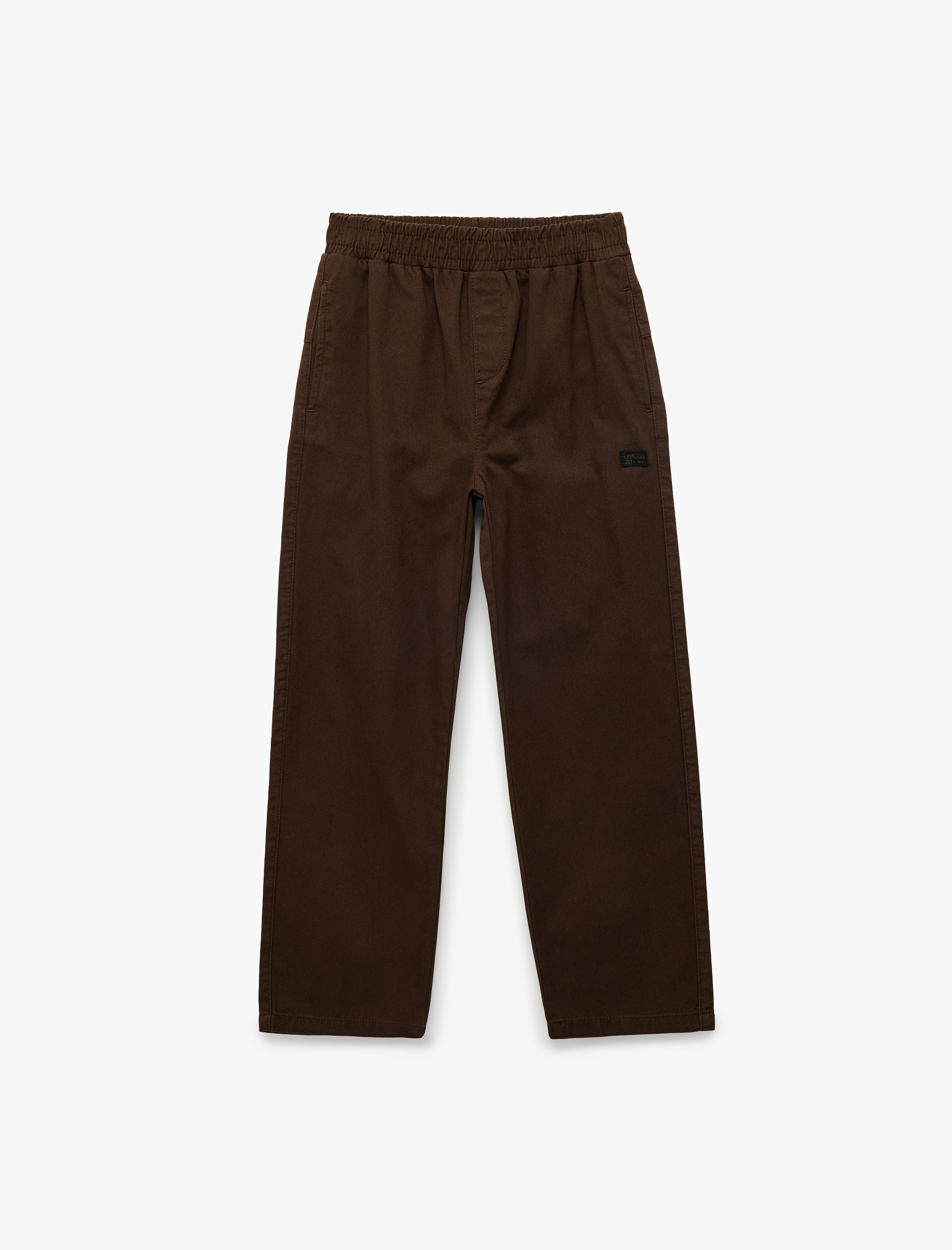  Erkek Çocuk Pamuklu Rahat Kalıp Beli Lastikli Cepli Gabardin Pantolon