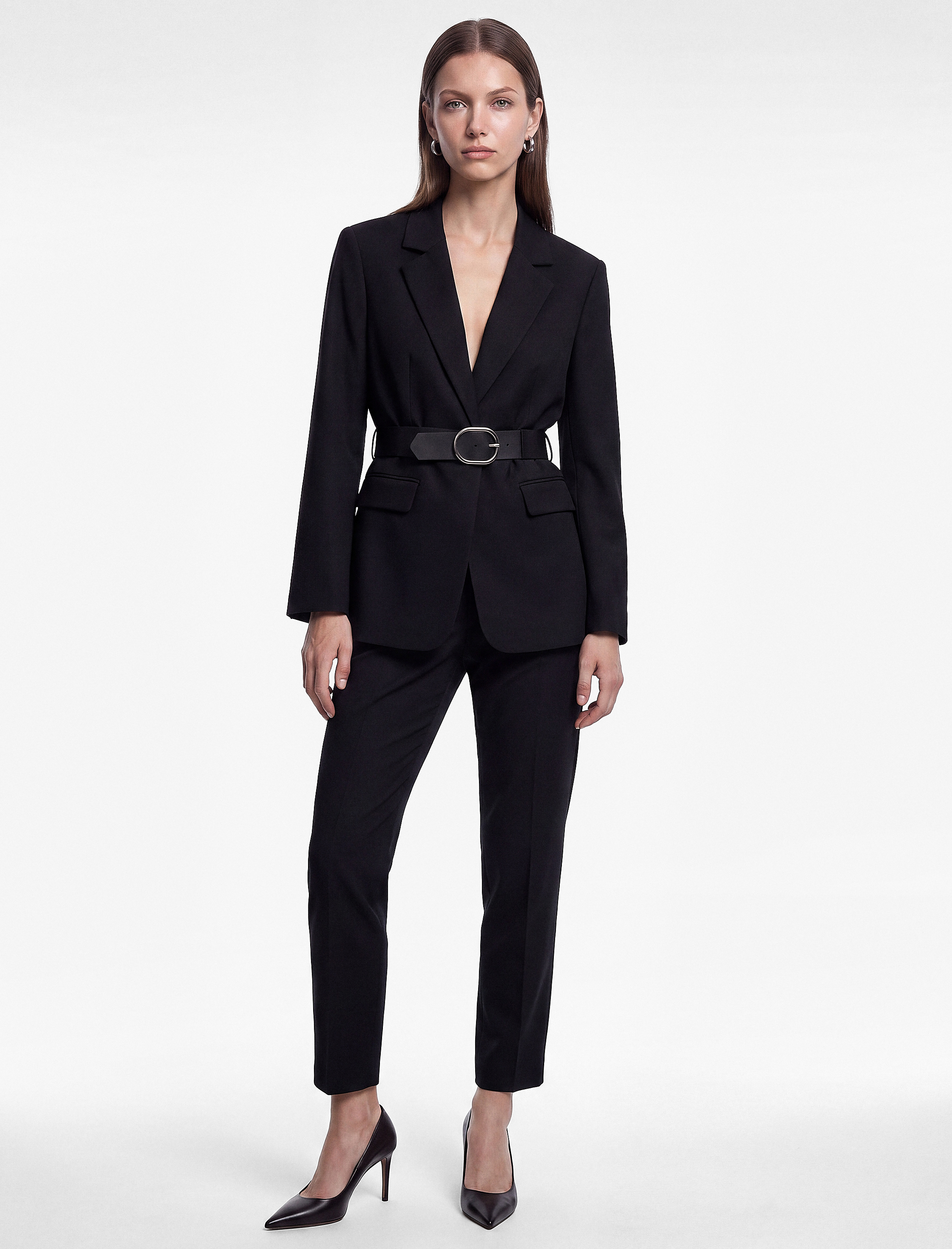   Cepli Yüksek Bel Slim Fit Cigarette Pantolon