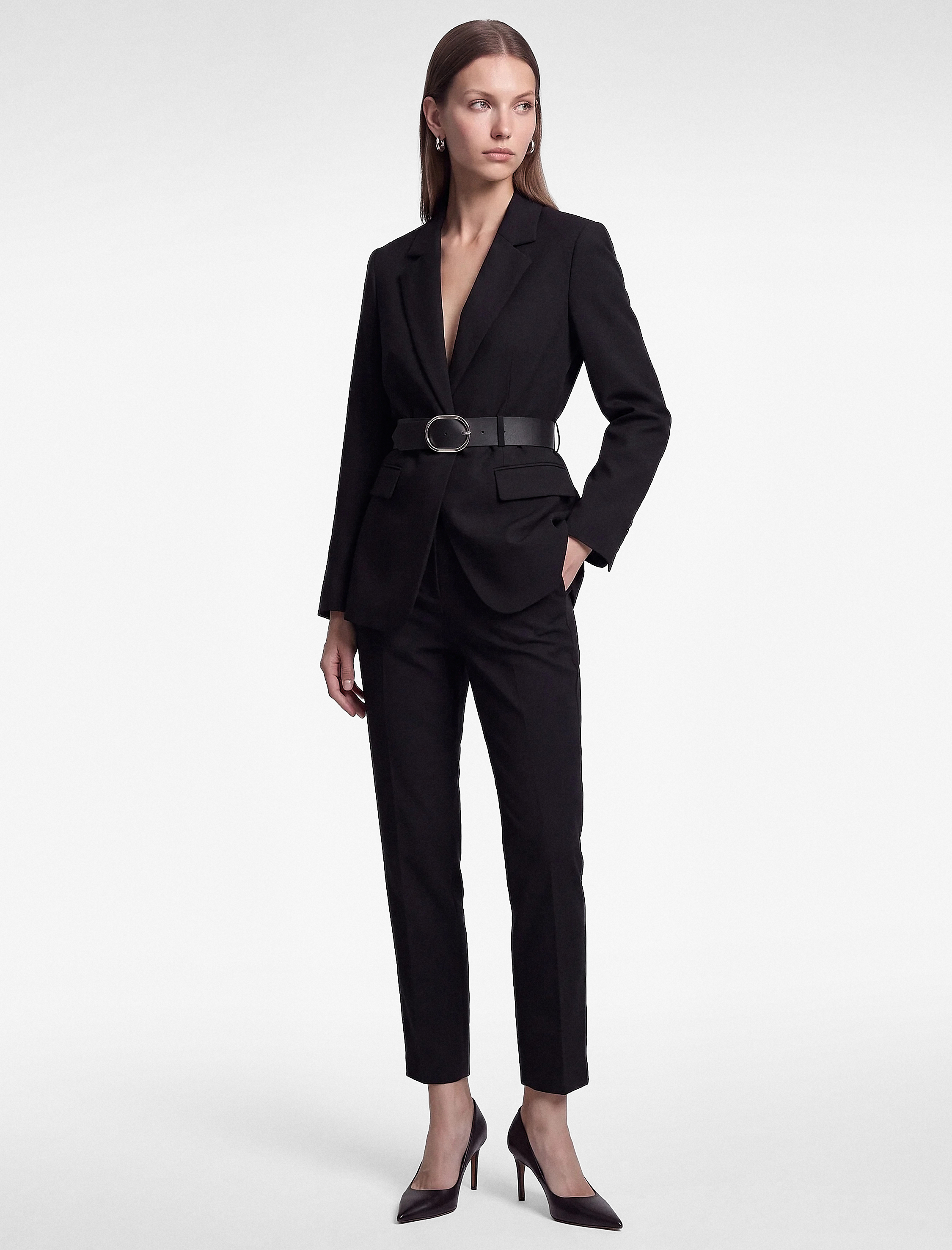   Cepli Yüksek Bel Slim Fit Cigarette Pantolon