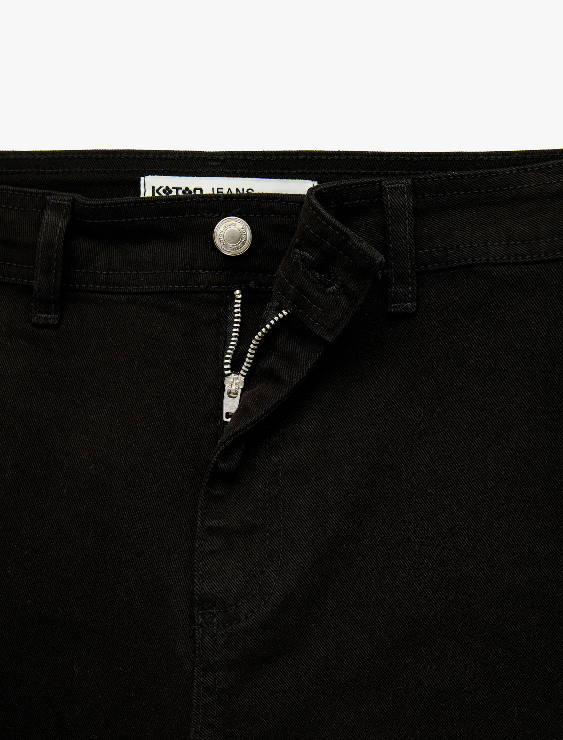   Cepli Rahat Kalıp Kesik Paça Yüksek Bel  Jean Pantolon - Culoette Jean