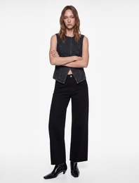 Cepli Rahat Kalıp Kesik Paça Yüksek Bel  Jean Pantolon - Culoette Jean