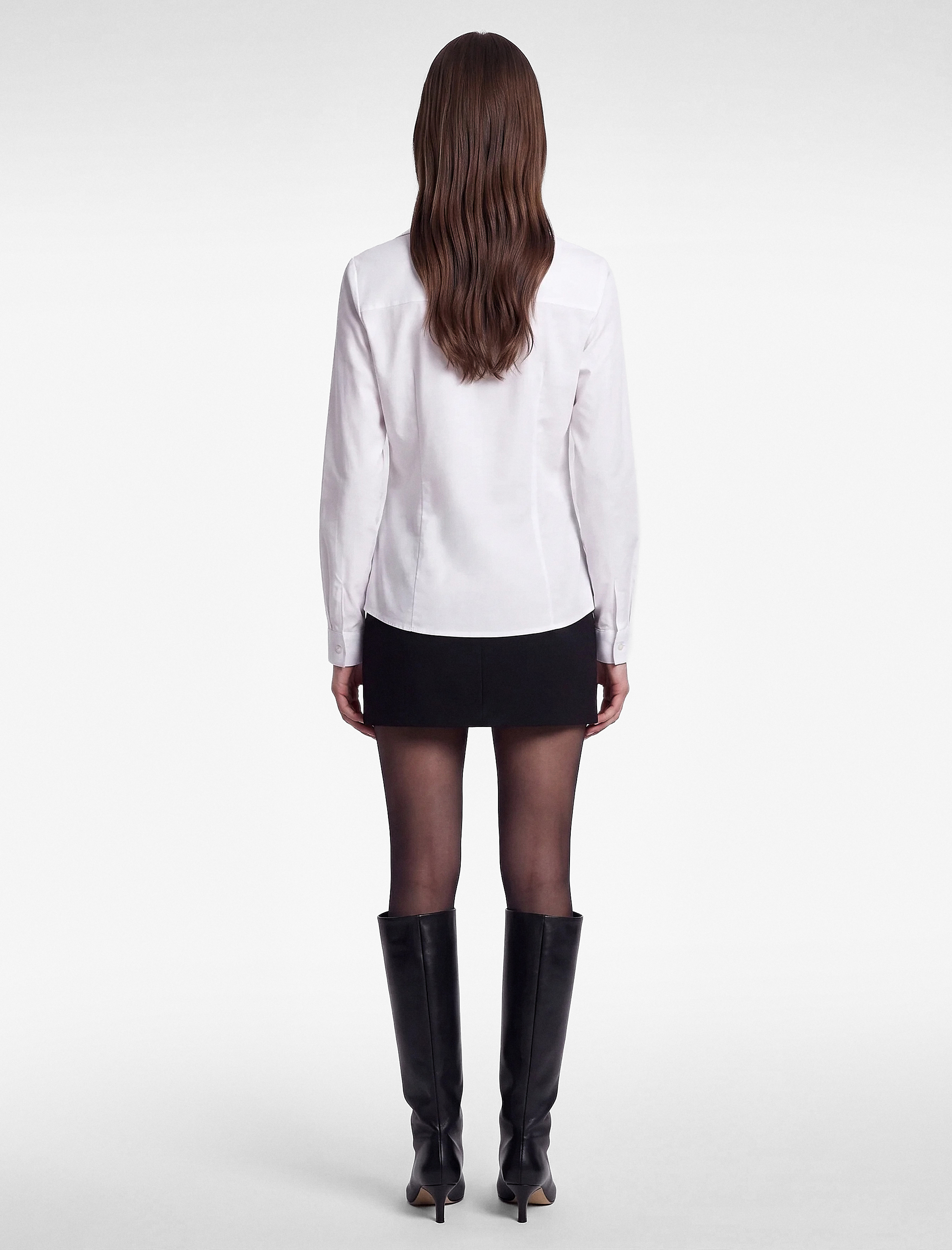   Slim Fit Düğmeli Klasik Yaka Uzun Kollu Poplin Gömlek