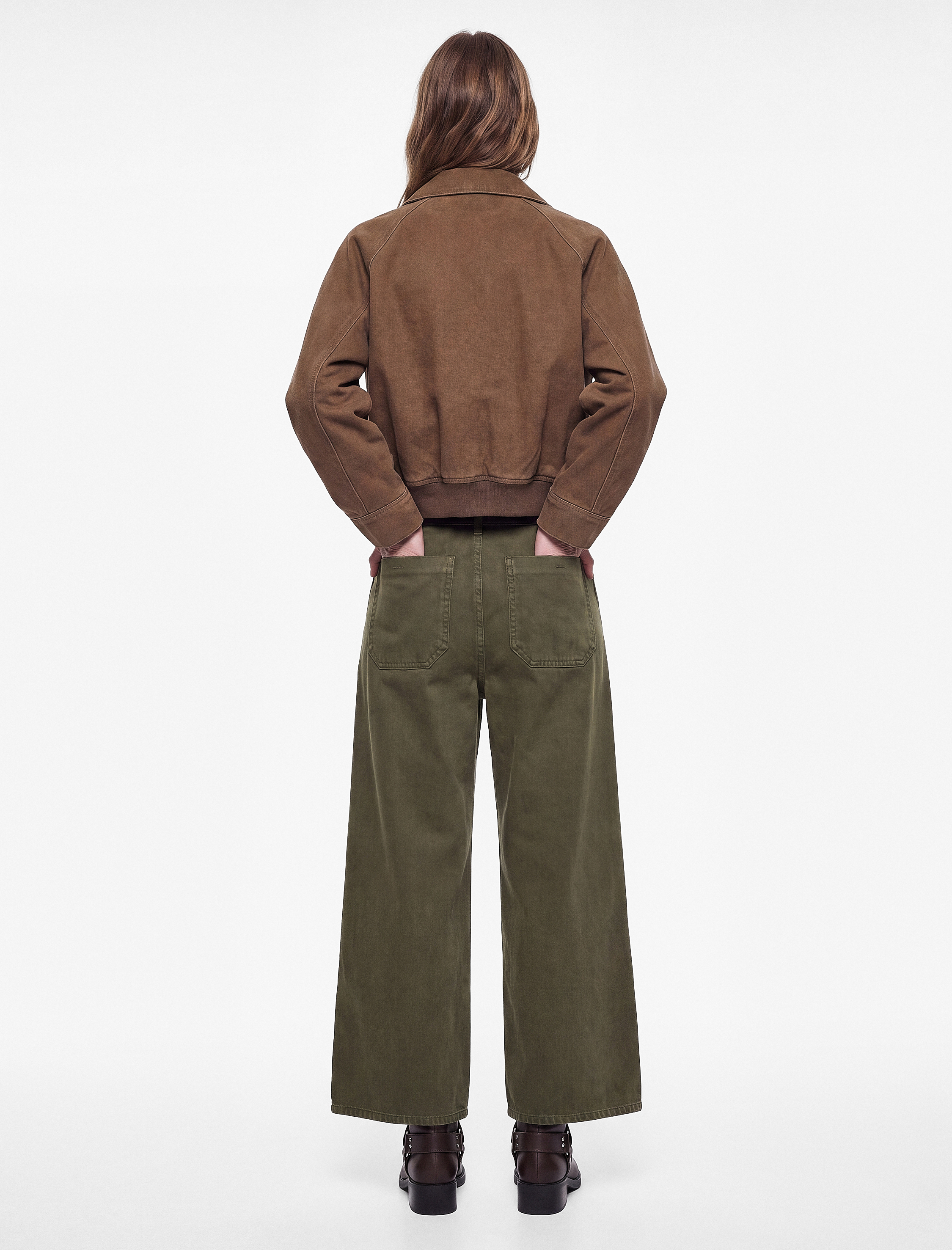  Pamuklu Geniş Paça Kemerli Crop Pantolon - Wide Leg Jeans
