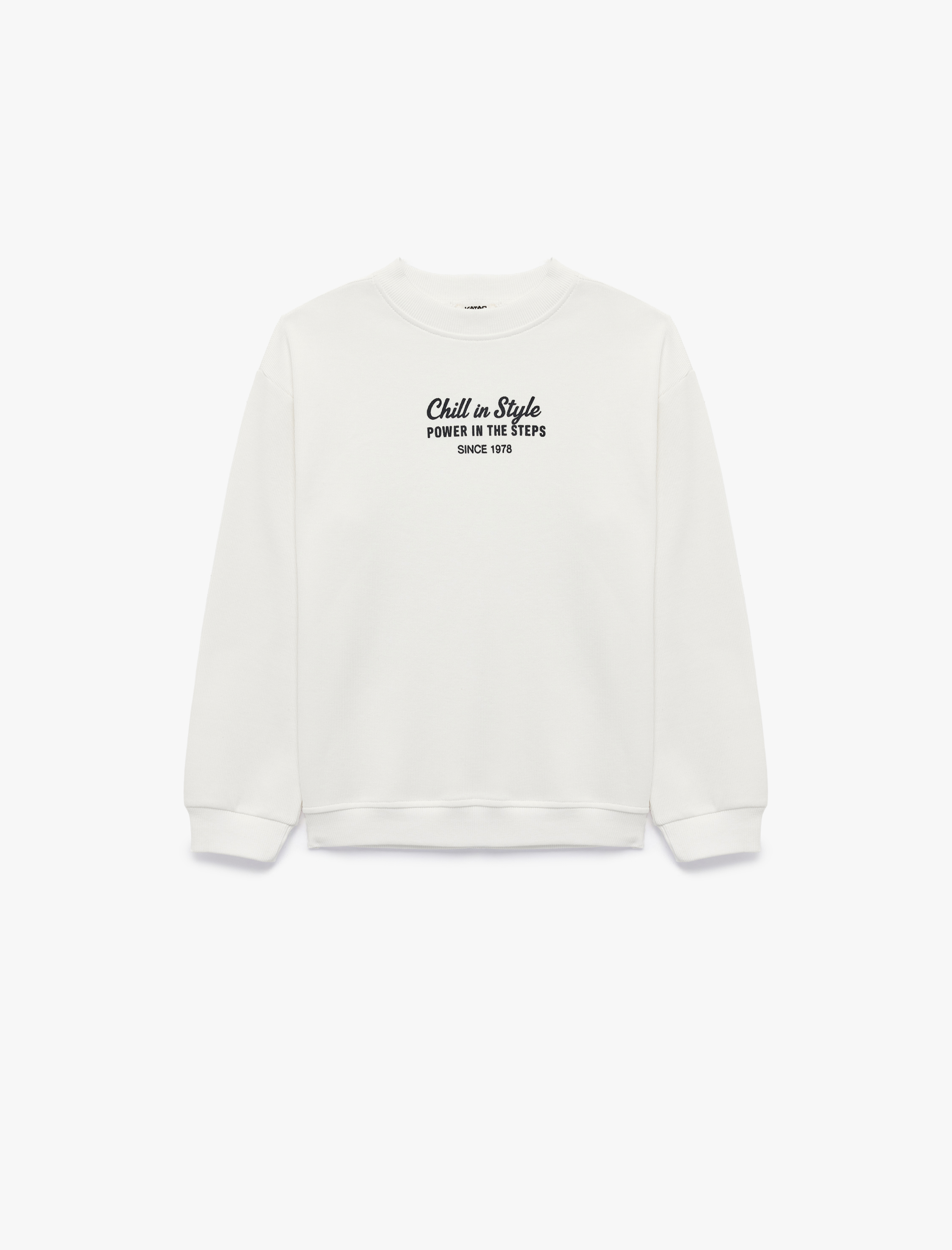  Erkek Çocuk Pamuklu Uzun Kollu Bisiklet Yaka Baskılı Sweatshirt