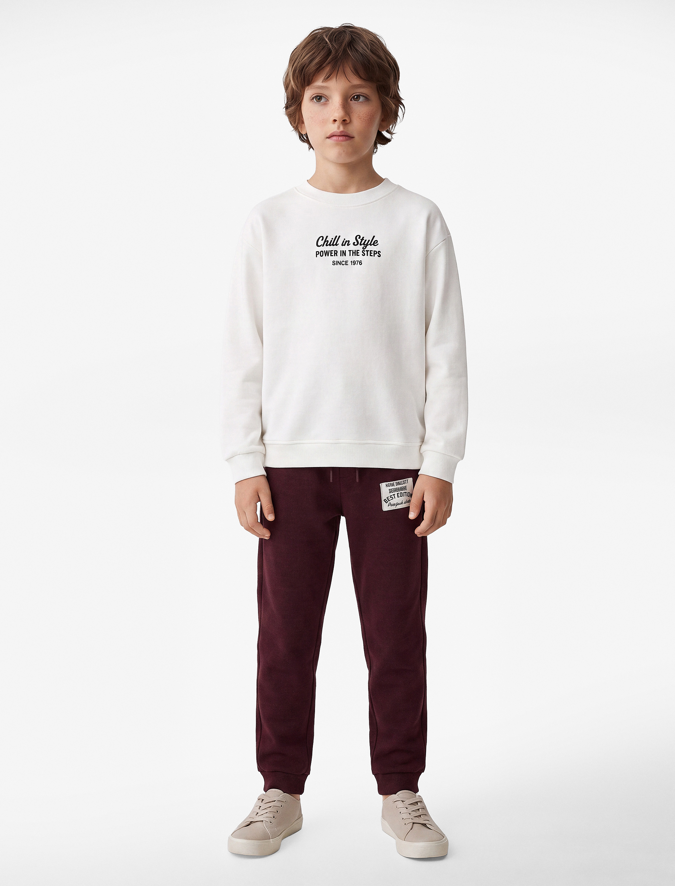  Erkek Çocuk Pamuklu Uzun Kollu Bisiklet Yaka Baskılı Sweatshirt