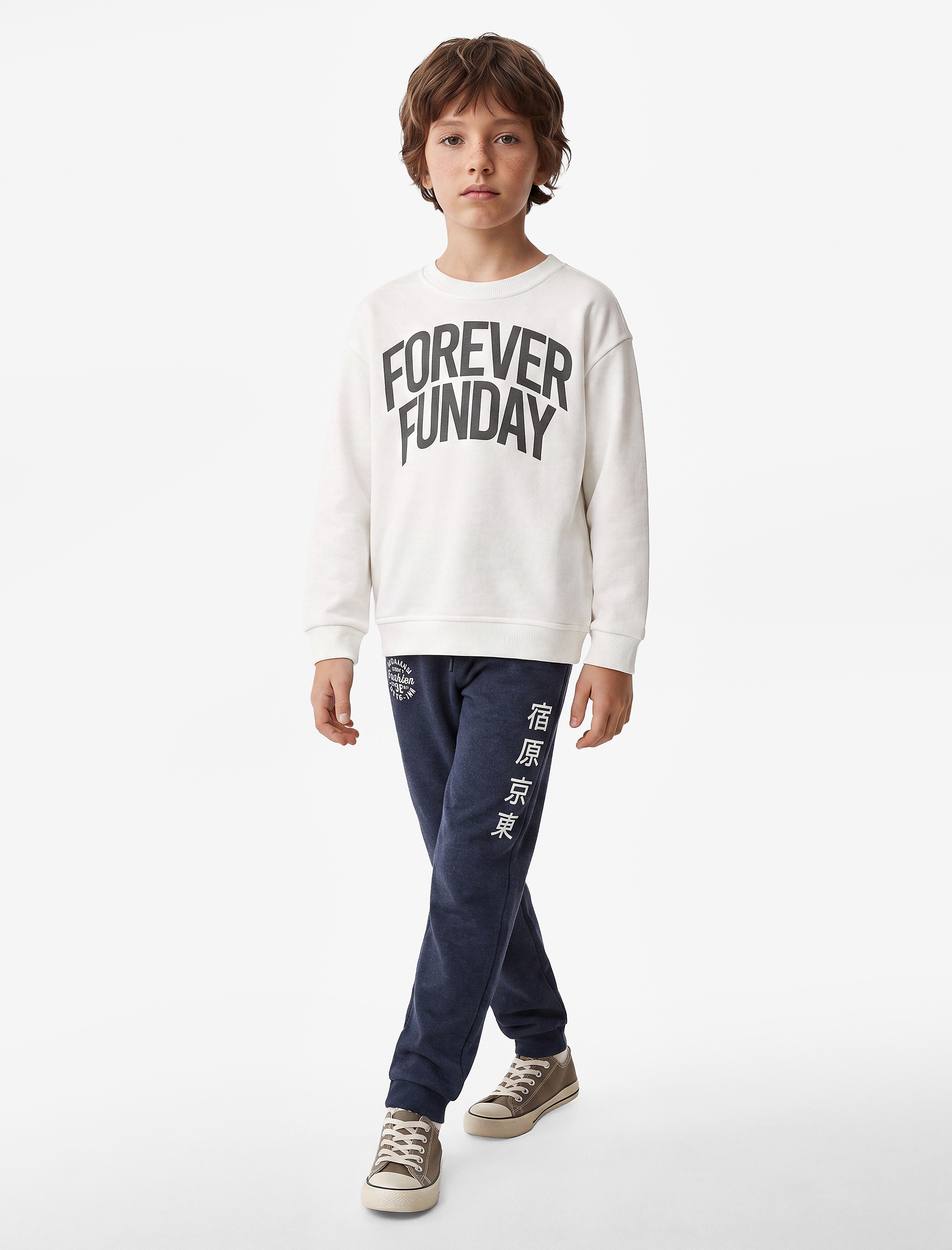  Erkek Çocuk Baskılı Uzun Kollu Bisiklet Yaka Oversize Sweatshirt