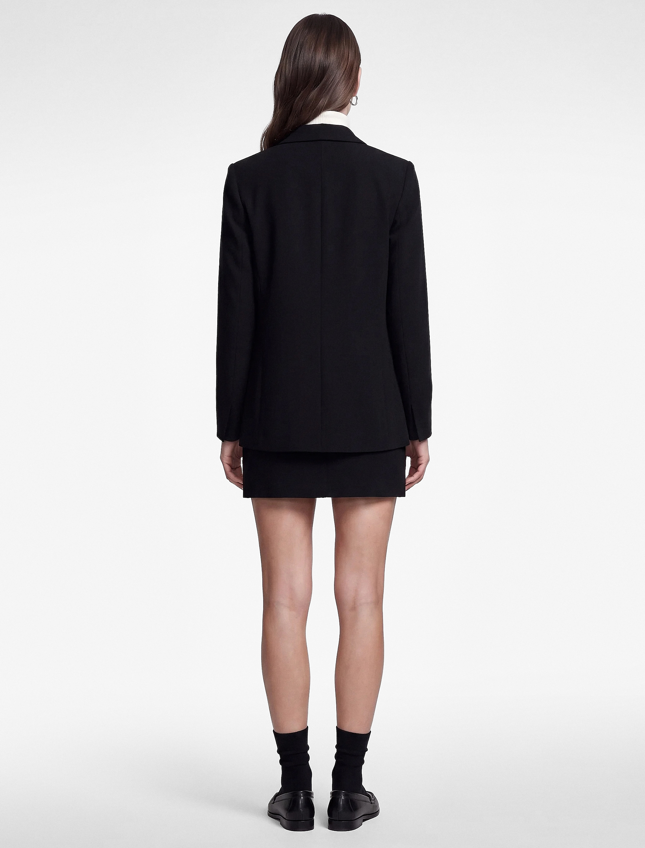   Krep Kumaş Şal Yaka 3/4 Kollu Blazer Ceket