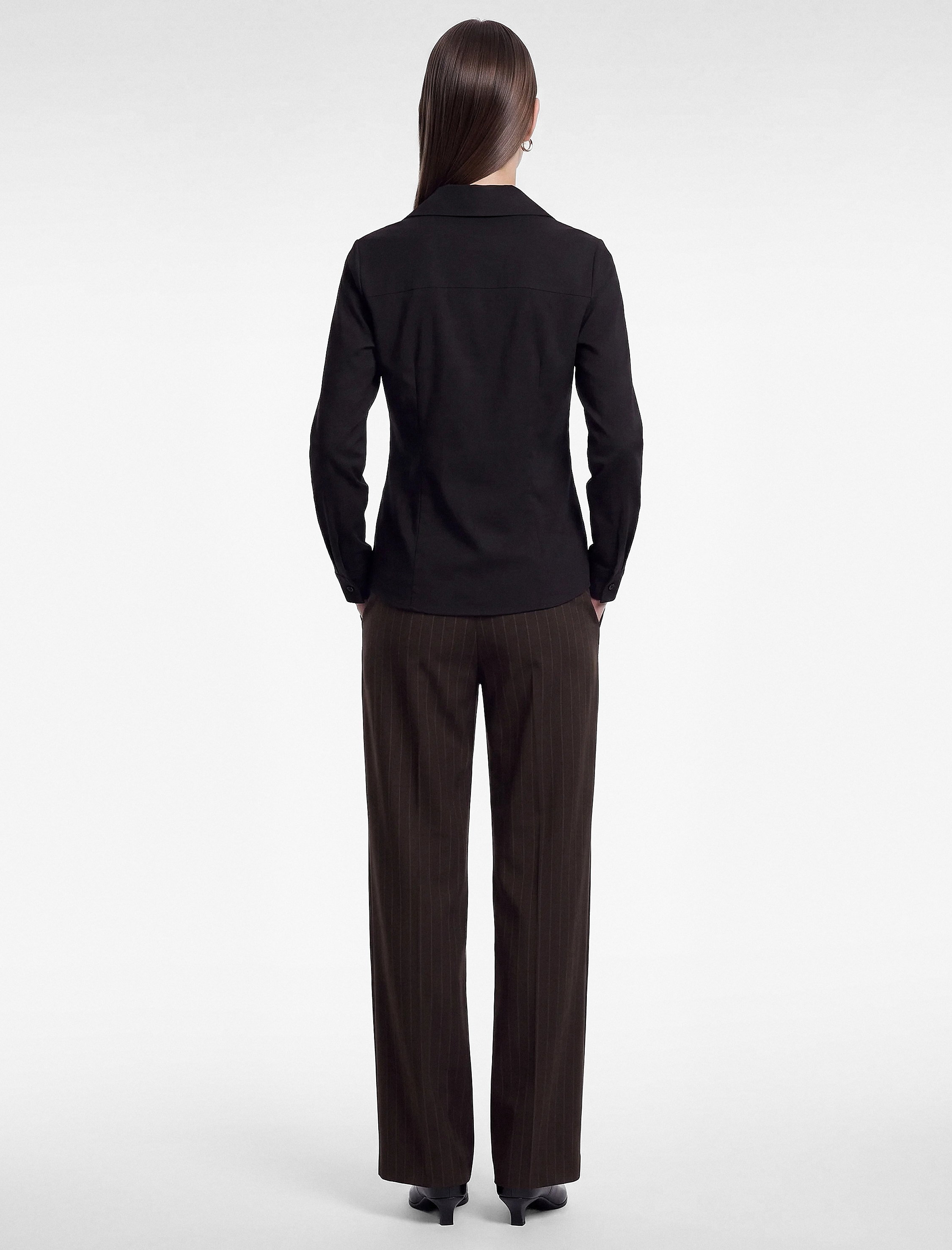   Slim Fit Düğmeli Klasik Yaka Uzun Kollu Poplin Gömlek